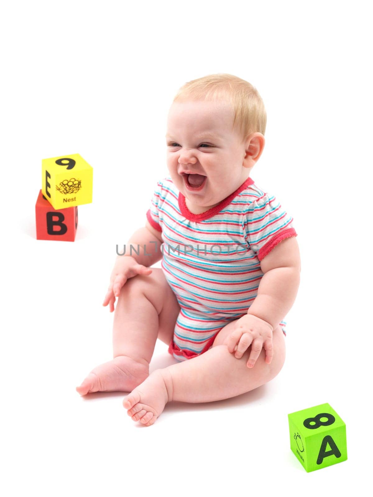 A baby isolated against a white background