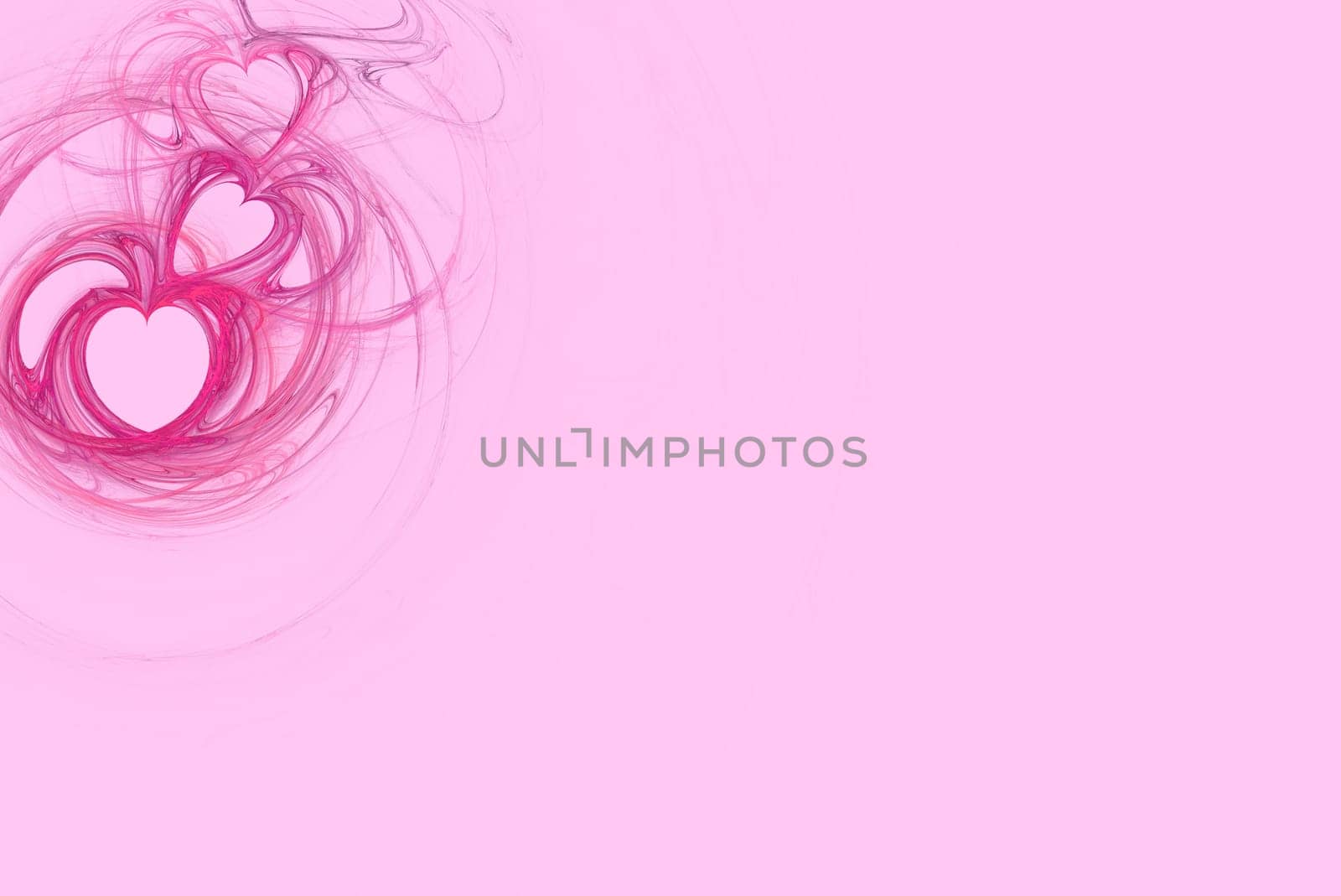 Hot Pink heart design on a pastel pink background with copy space for powerpoint etc.