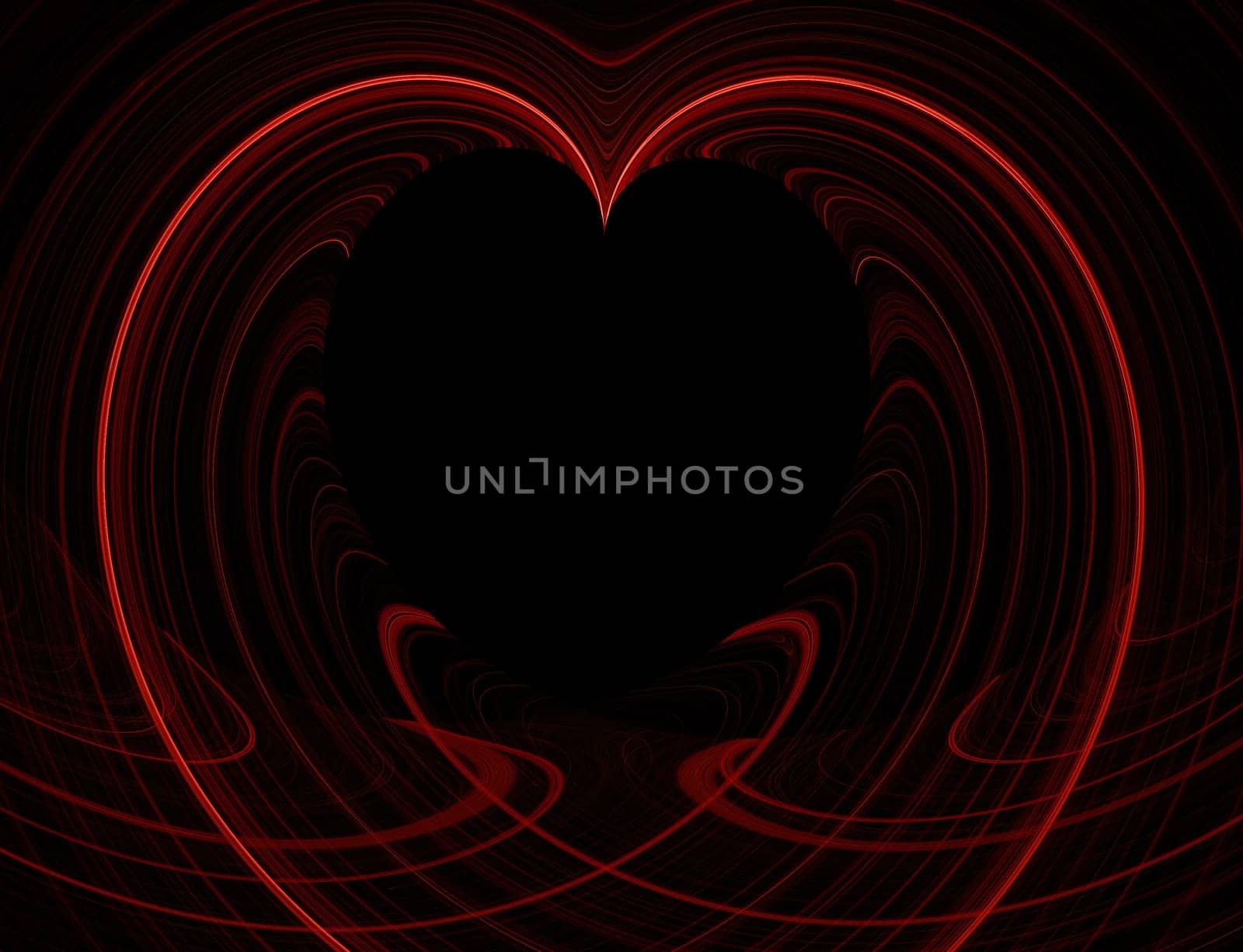 Black Heart Copy Space surrounded by red fractal design.
