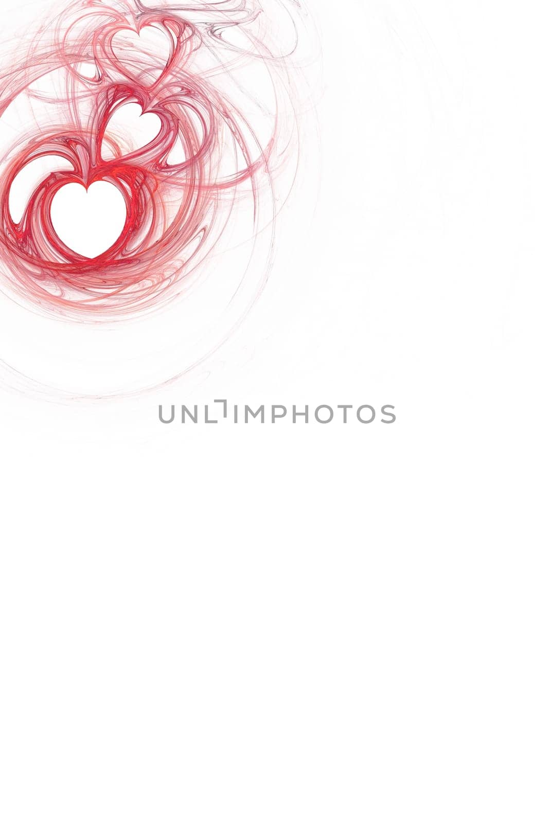 Red heart design on a white background with copy space for powerpoint, stationary, etc.