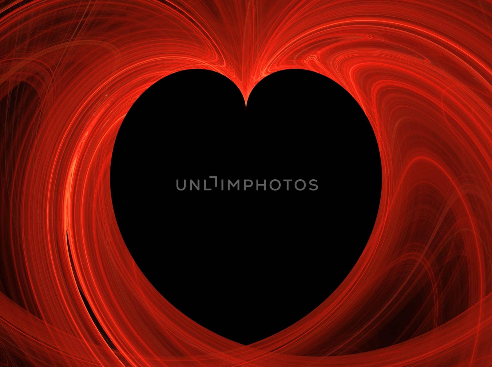 Black Heart Copy Space surrounded by red fractal design.
