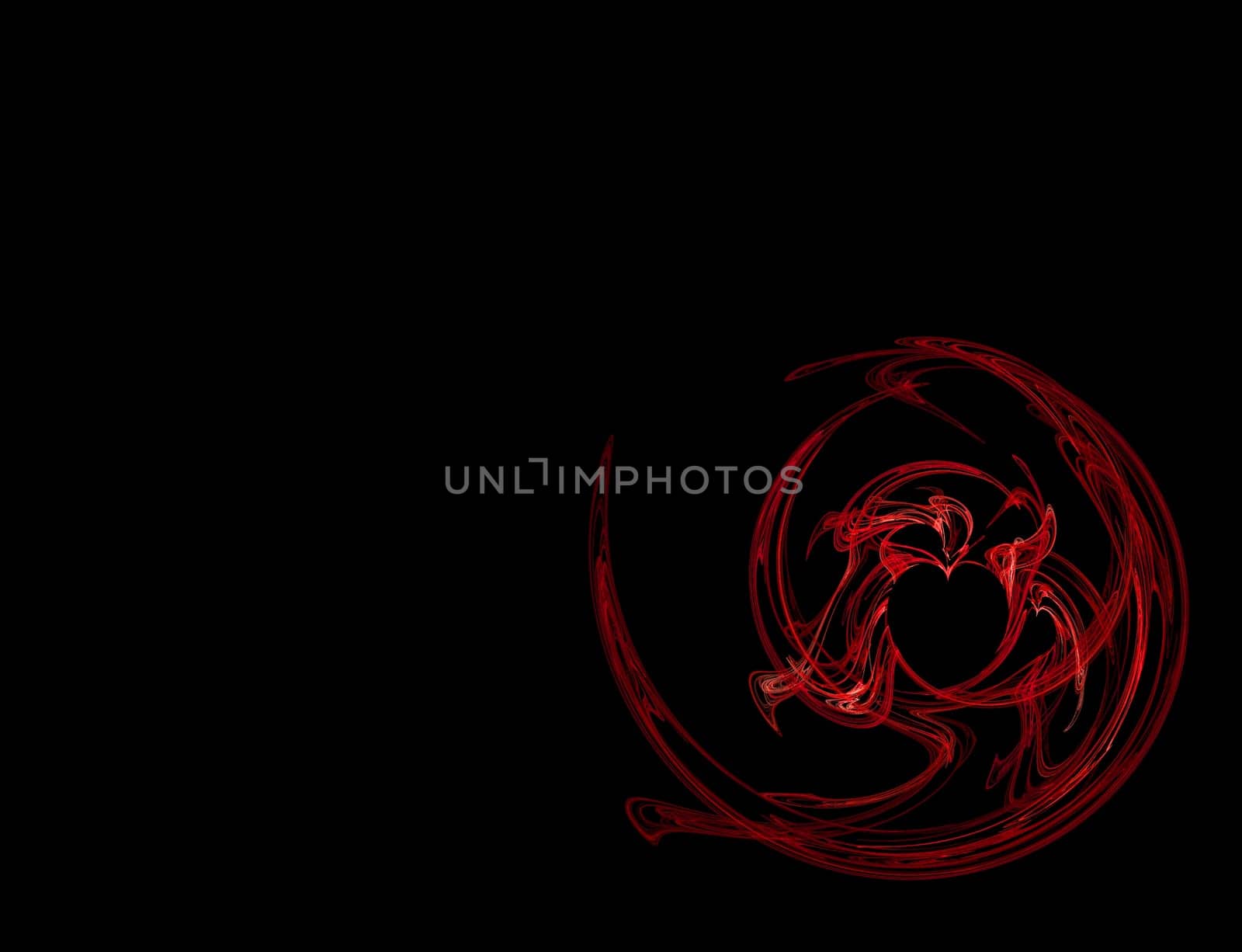 Red heart design on black background with copy space can be used for powerpoint and overhead presentations.