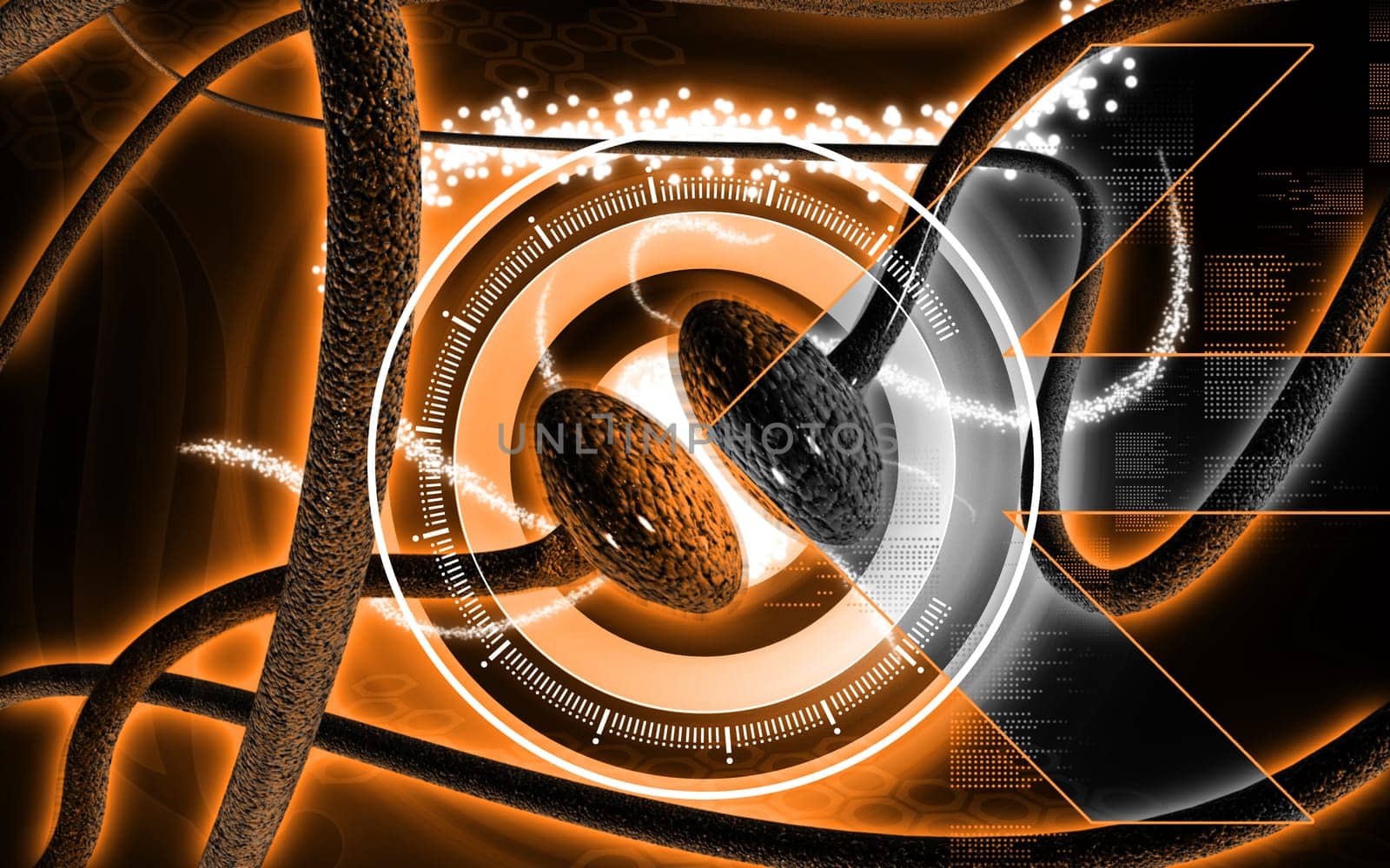 Digital illustration of synapse in colour background