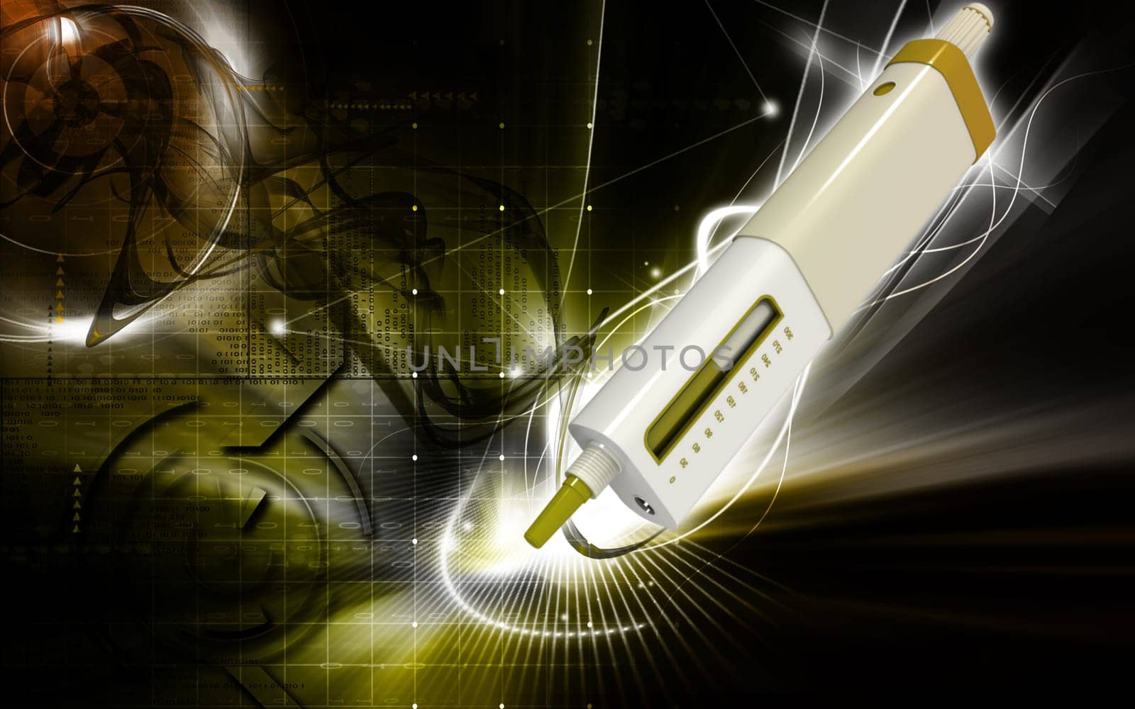 Digital illustration of insulin pen in colour background