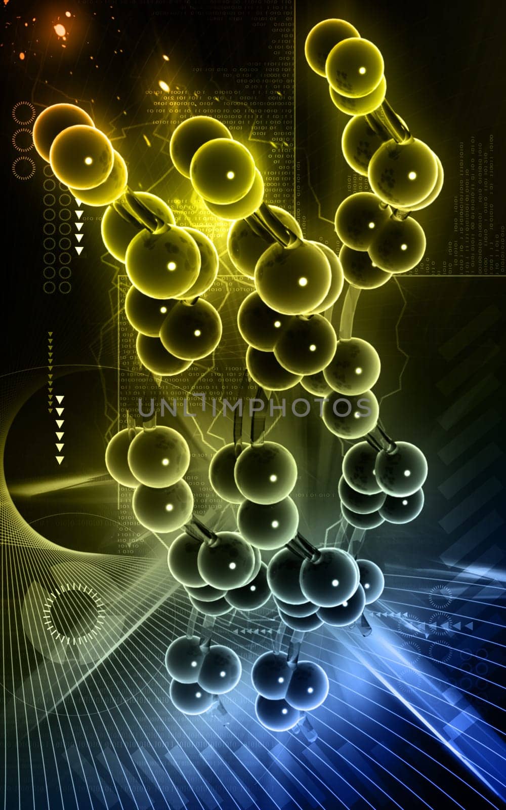 Digital illustration DNA structure in colour background