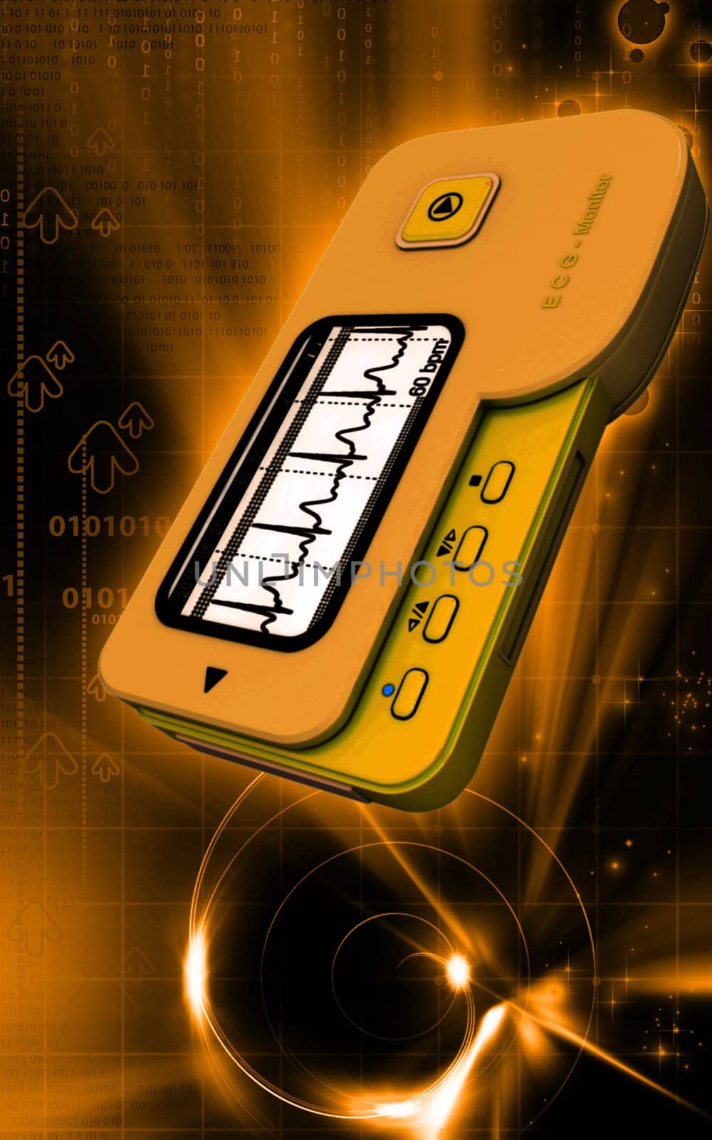 Digital illustration of ECG in colour background