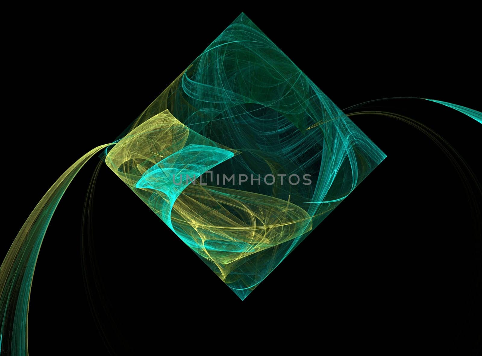 Square or diamond that looks like it is pouring something out In Mardi Gras colors of green and gold .