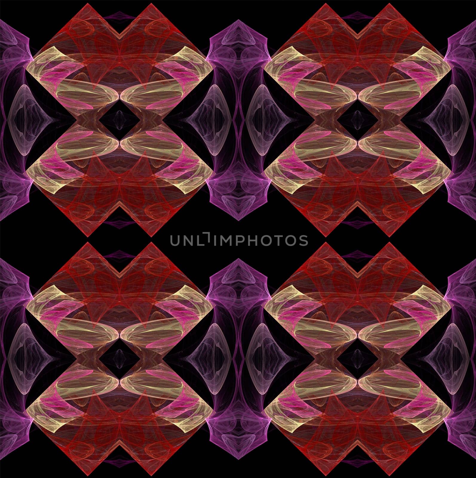 Seamless continuous background, textile pattern or wallpaper in lavender, red, pink and beige on black