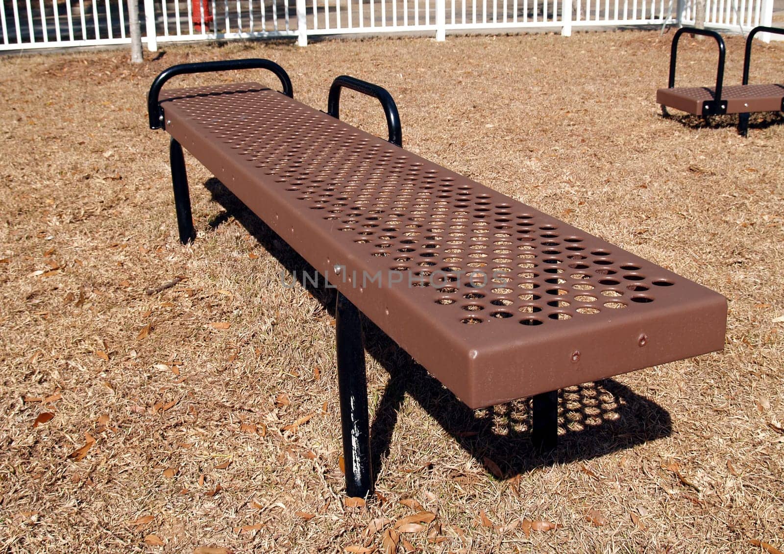 Brown and black body stretch exercise equipment in a park.