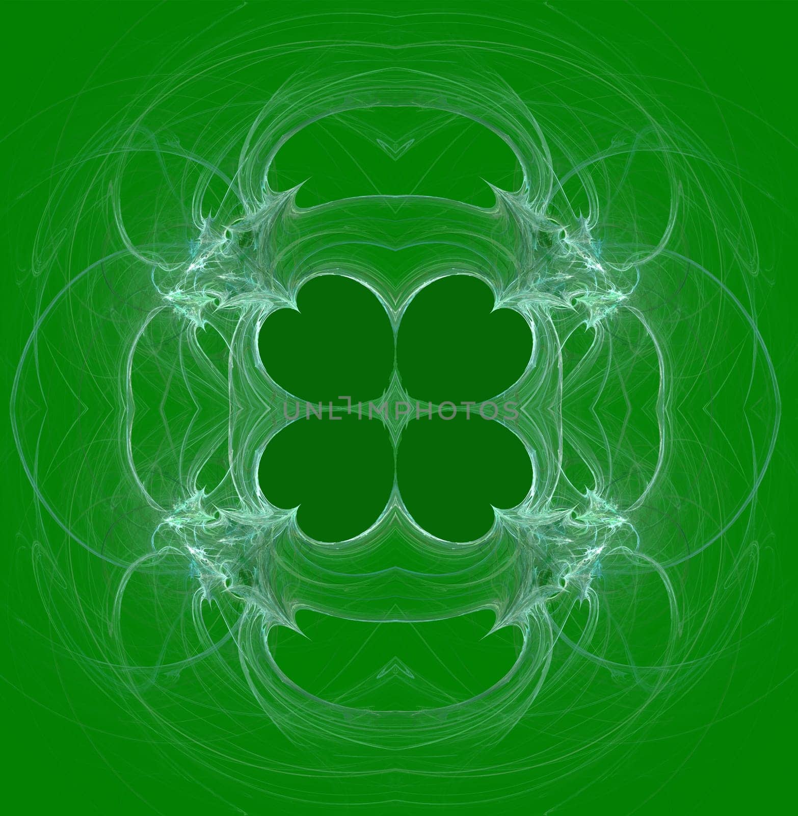 Green and white, seamless clover abstract fractal wallpaper, textile pattern or background design.that can be used for St. Patrick’s Day.