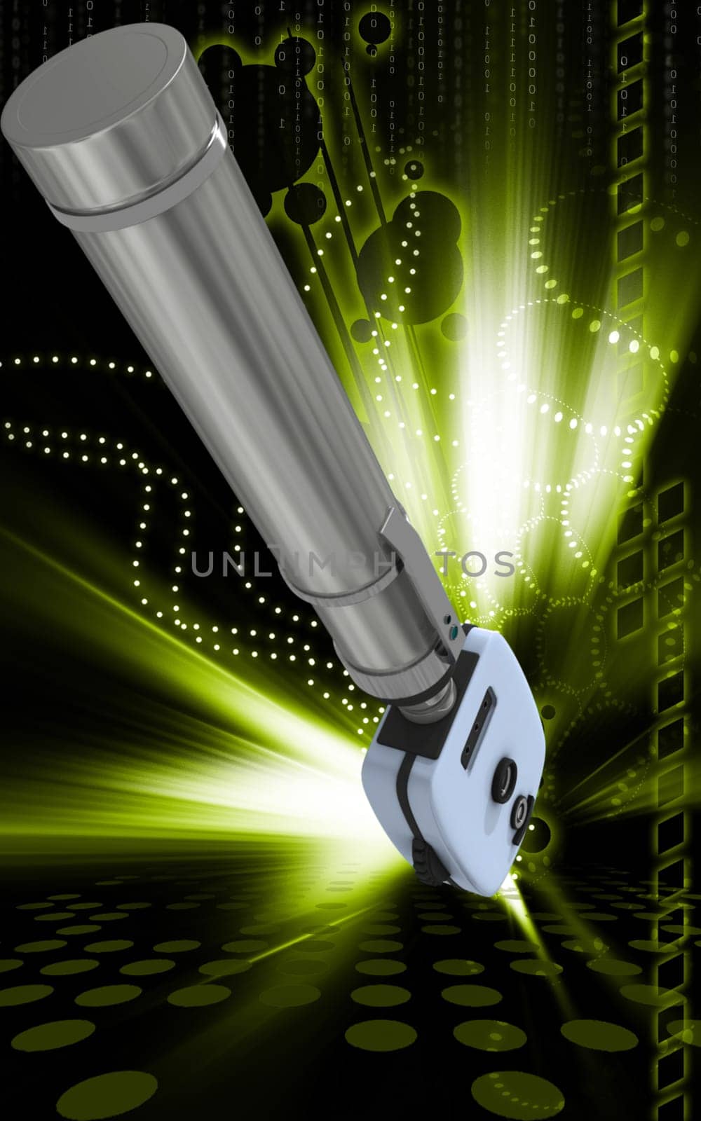 Digital illustration of ophthalmoscope in colour background