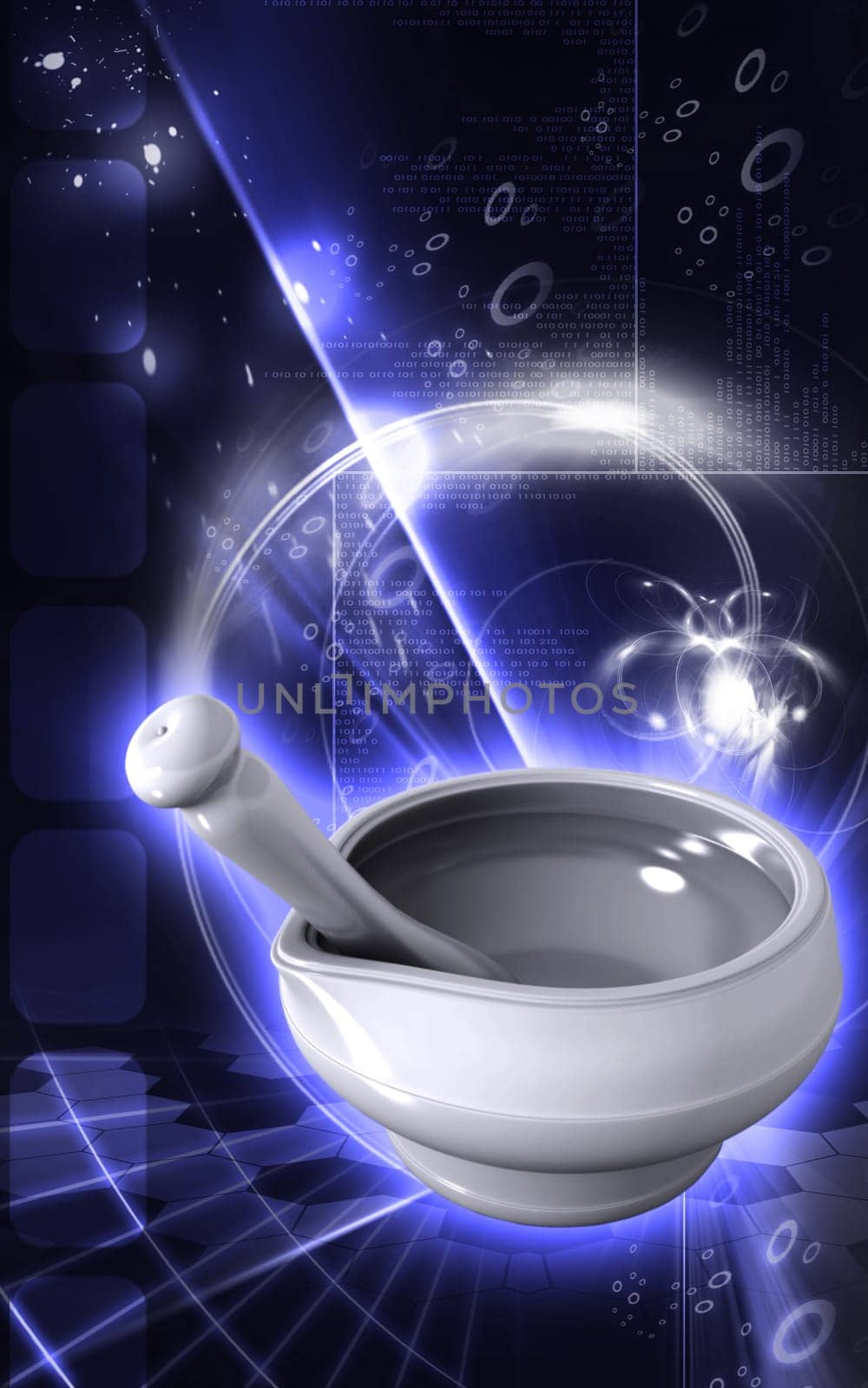 Digital illustration of ayurvedic medicine in making