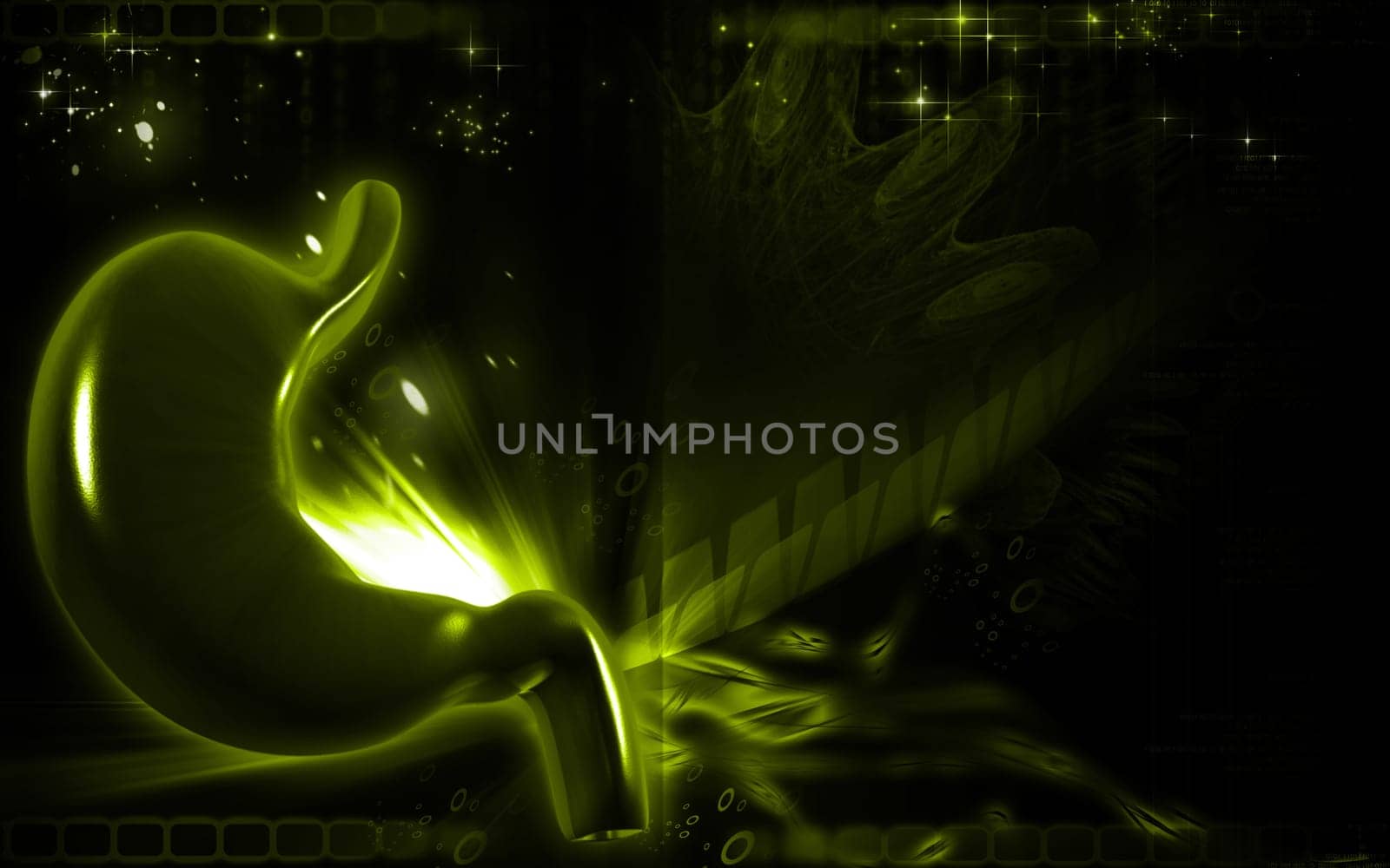Digital illustration of stomach in colour background