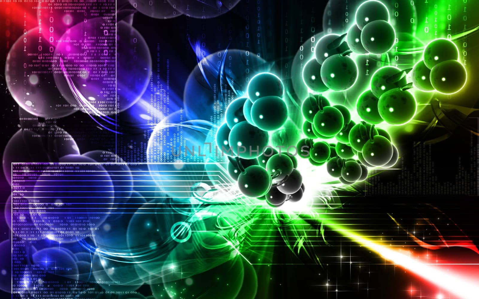 Digital illustration DNA structure in colour background