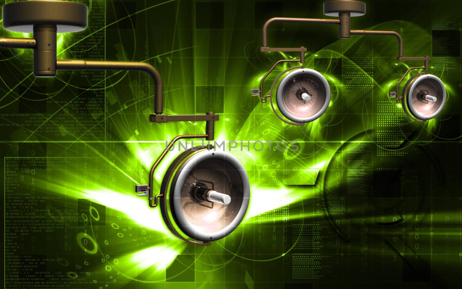 Digital illustration of shadow less lamp in colour background
