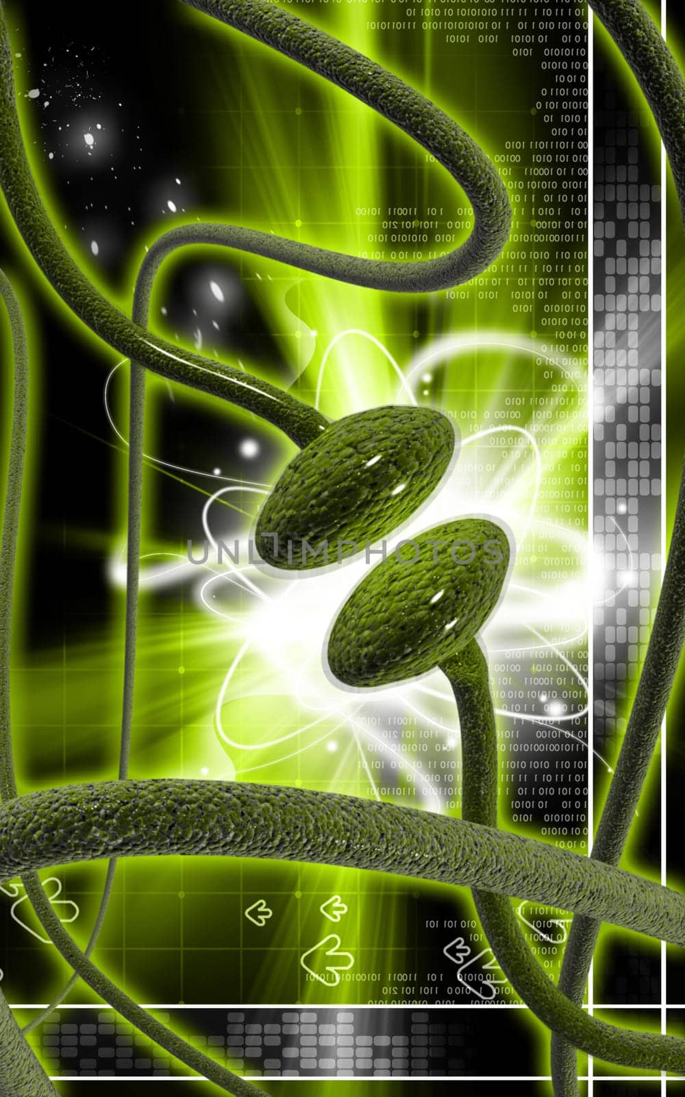Digital illustration of synapse in colour background