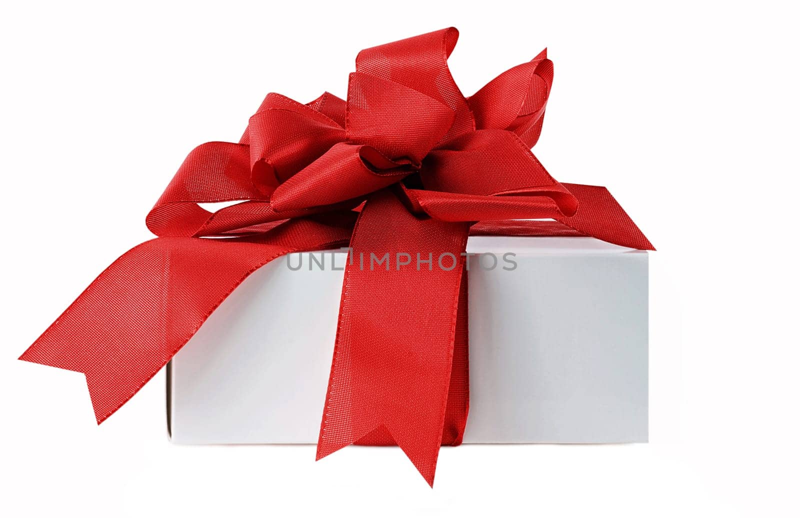 Gift Box with a red Ribbon isolated white background