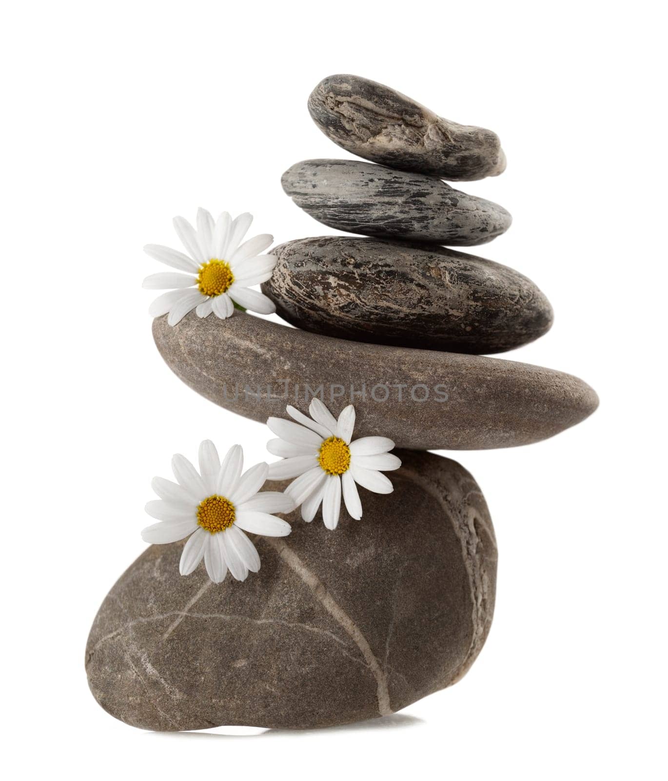 Arrangement of Balancing Stones Isolated on white