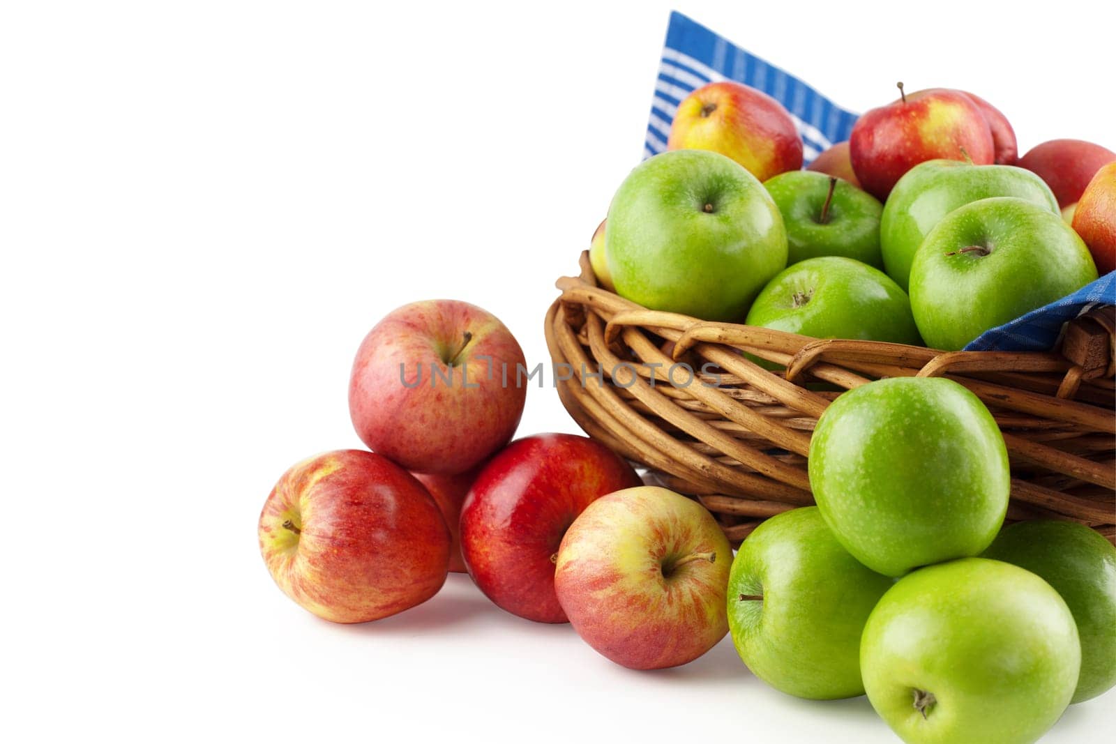 Red and Green Apple Arrangement Isolated On White with light Shadow