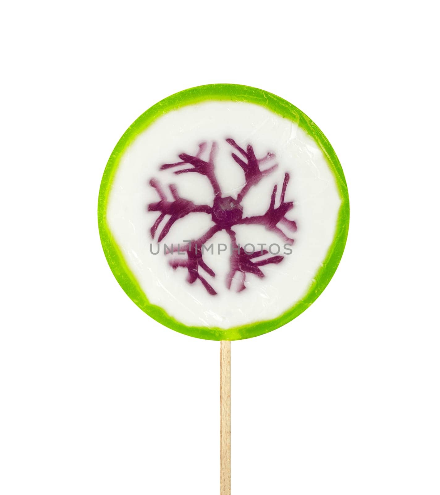 Lovely Lollipop with snowflake isolated on white