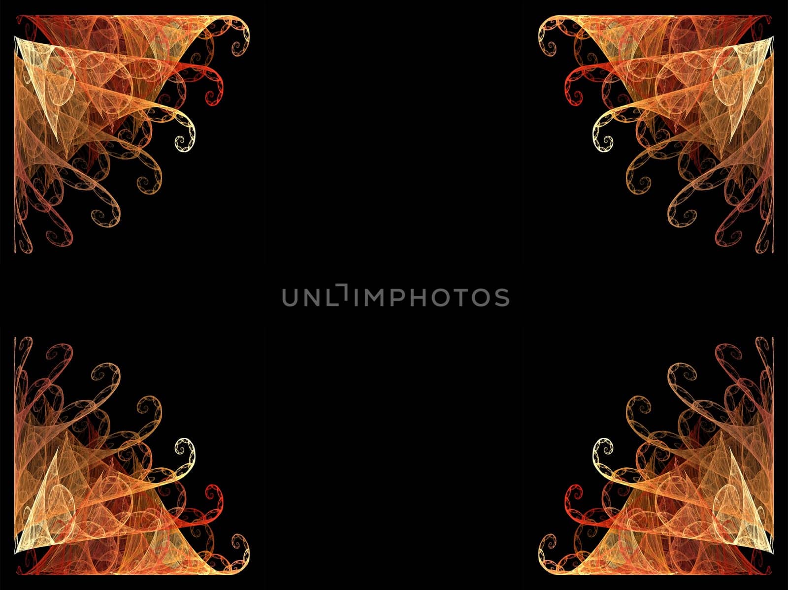 Orange corner fan border with black copy space.