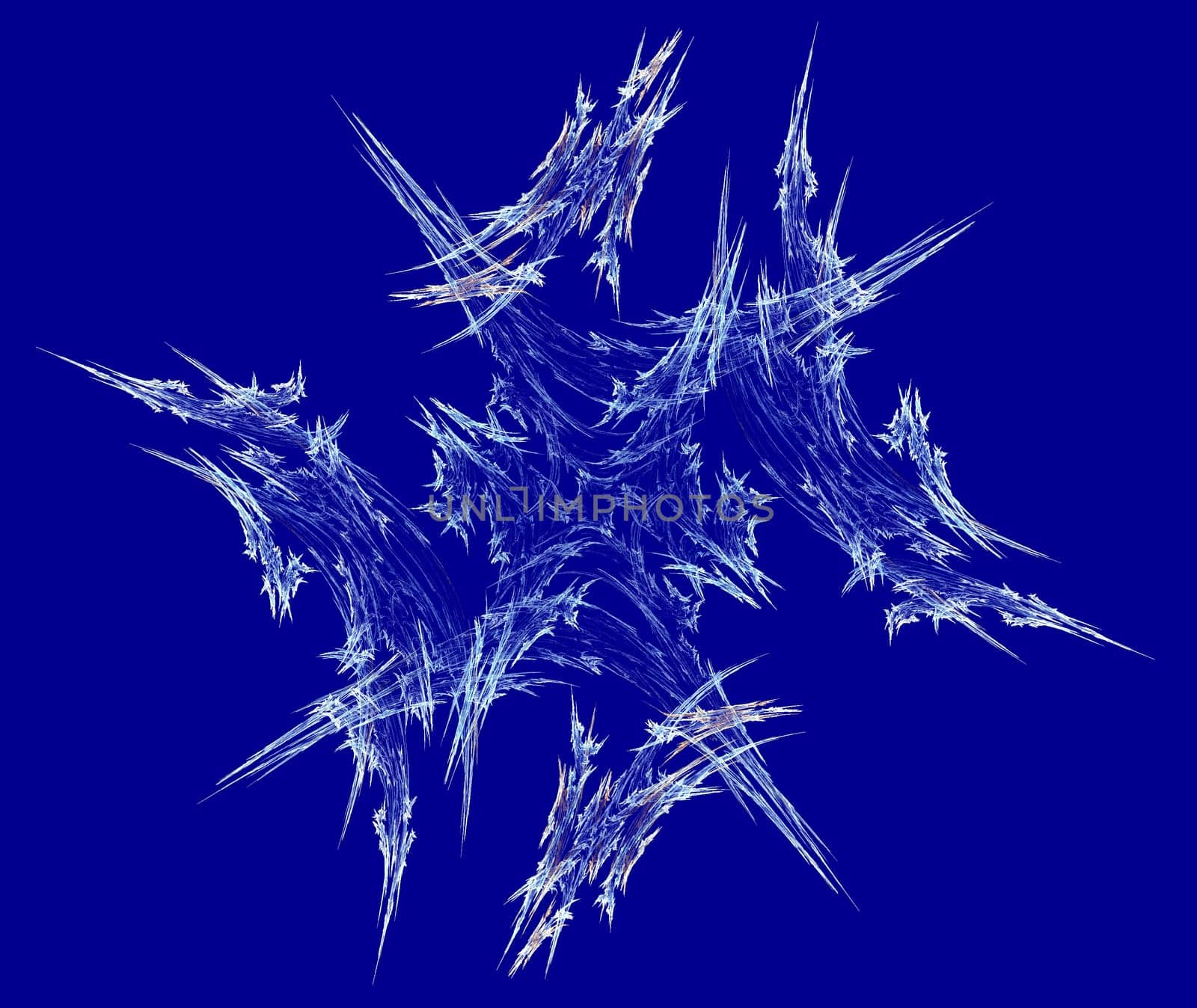 White frost or snow crystal on a blue background.