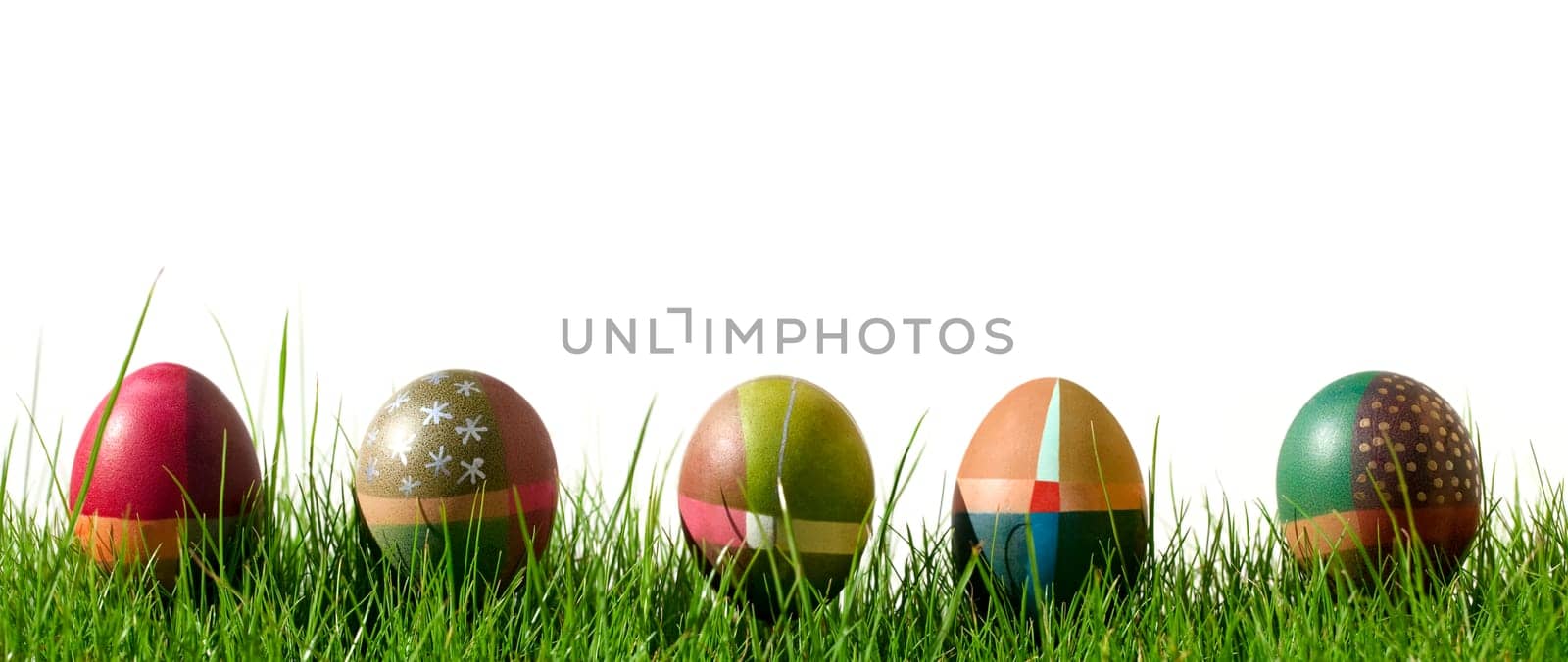 Hand Painted Easter Eggs in the Grass
