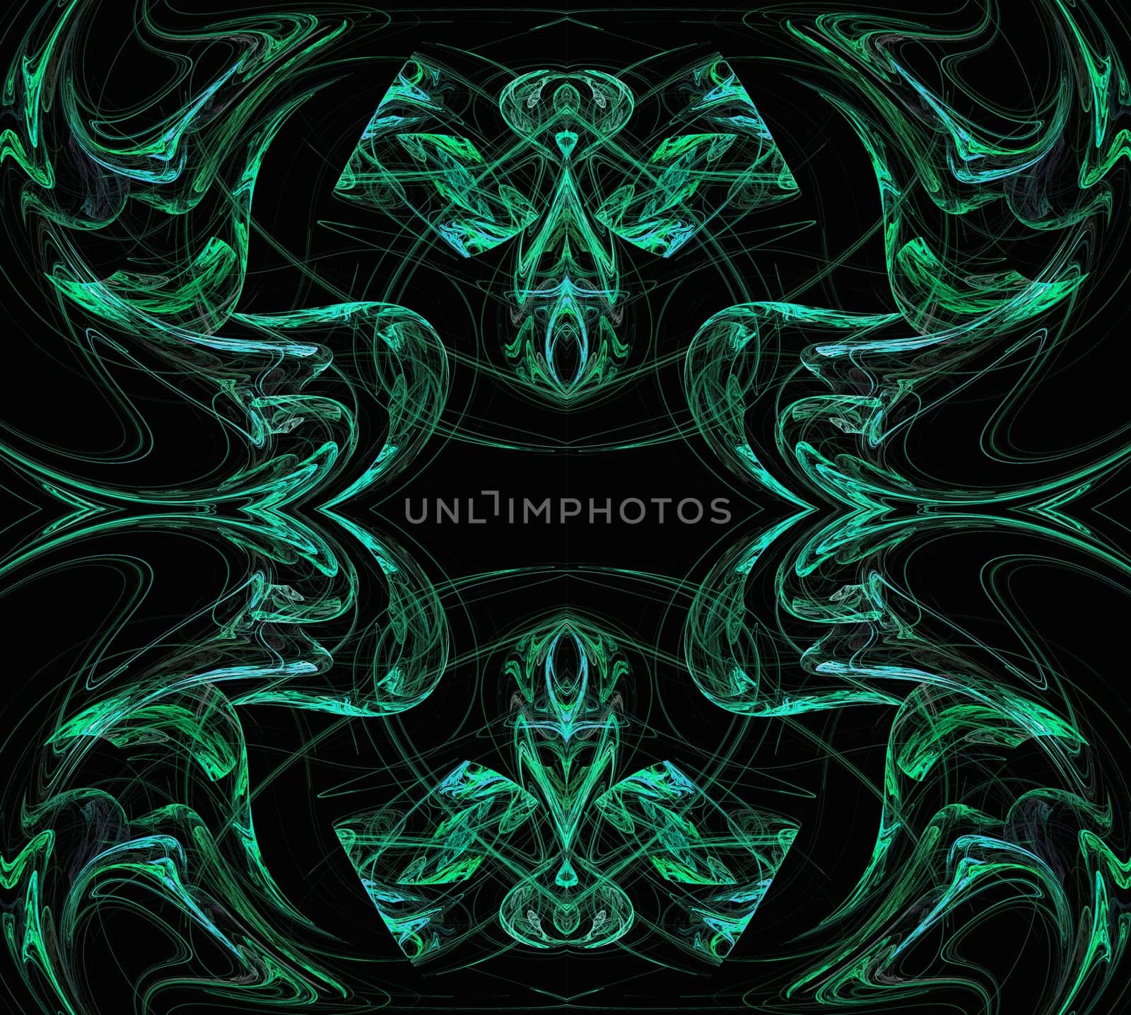 Continuous fractal pattern in green on a black background.