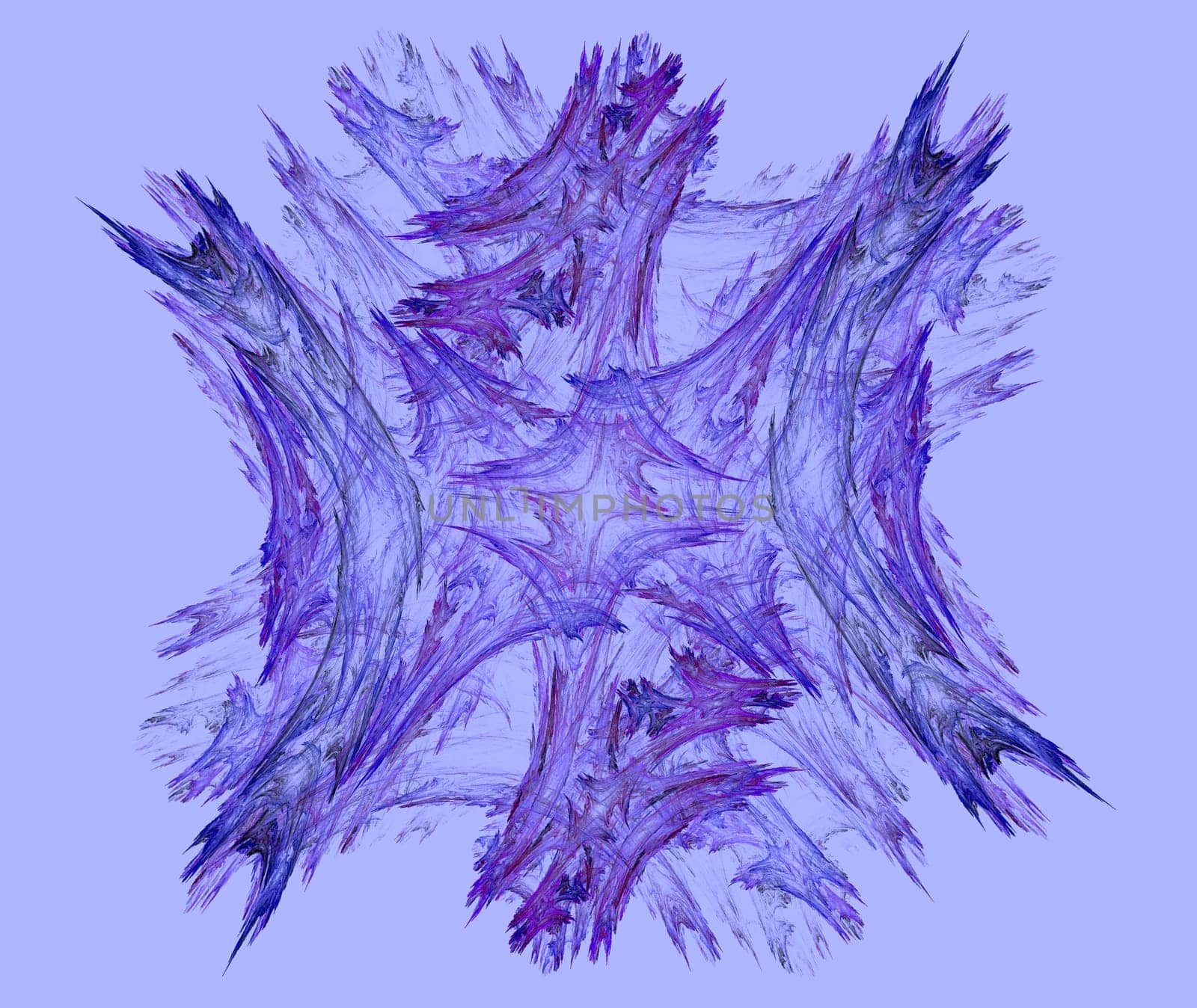 Icy purple fractal snow crystal on a pastel lavender background.
