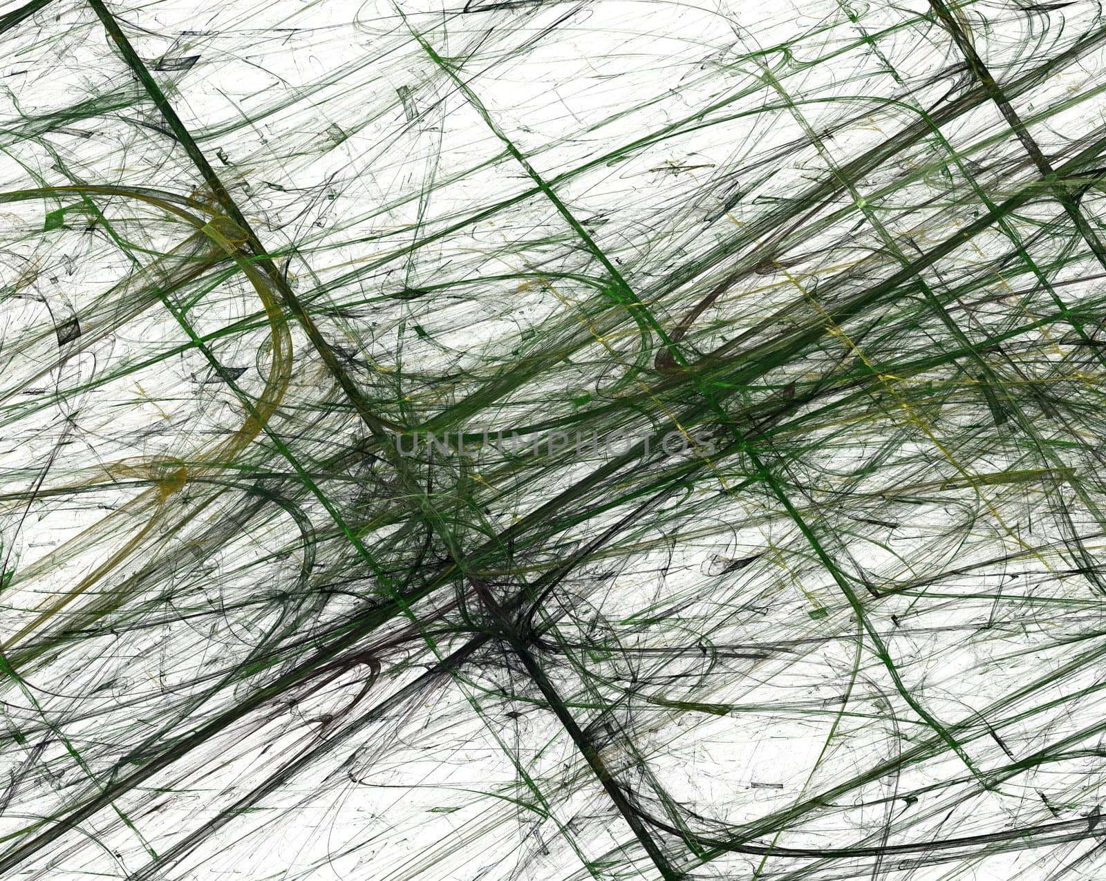 Green grunge fractal pattern on a white background that looks like sloppy painting