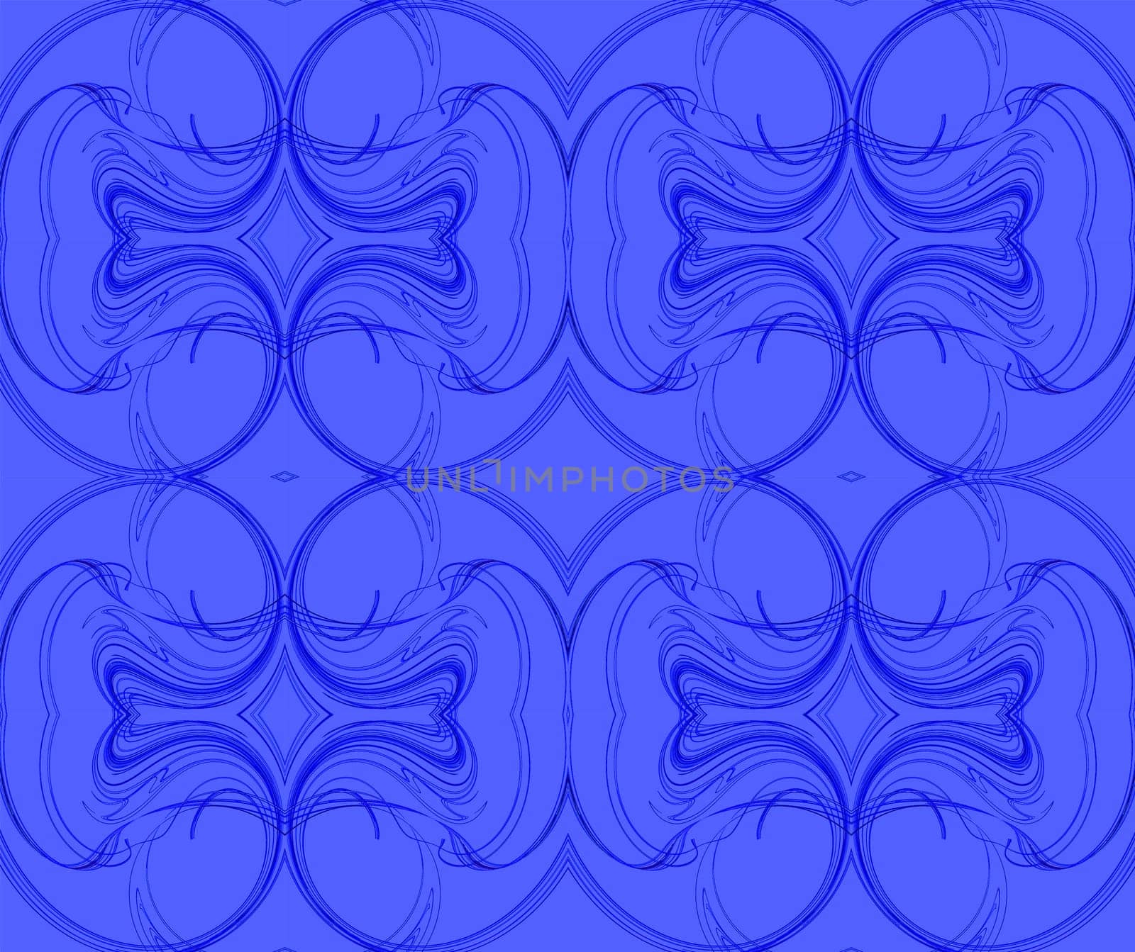 Blue continuous fractal pattern with kidney and diamond shapes.