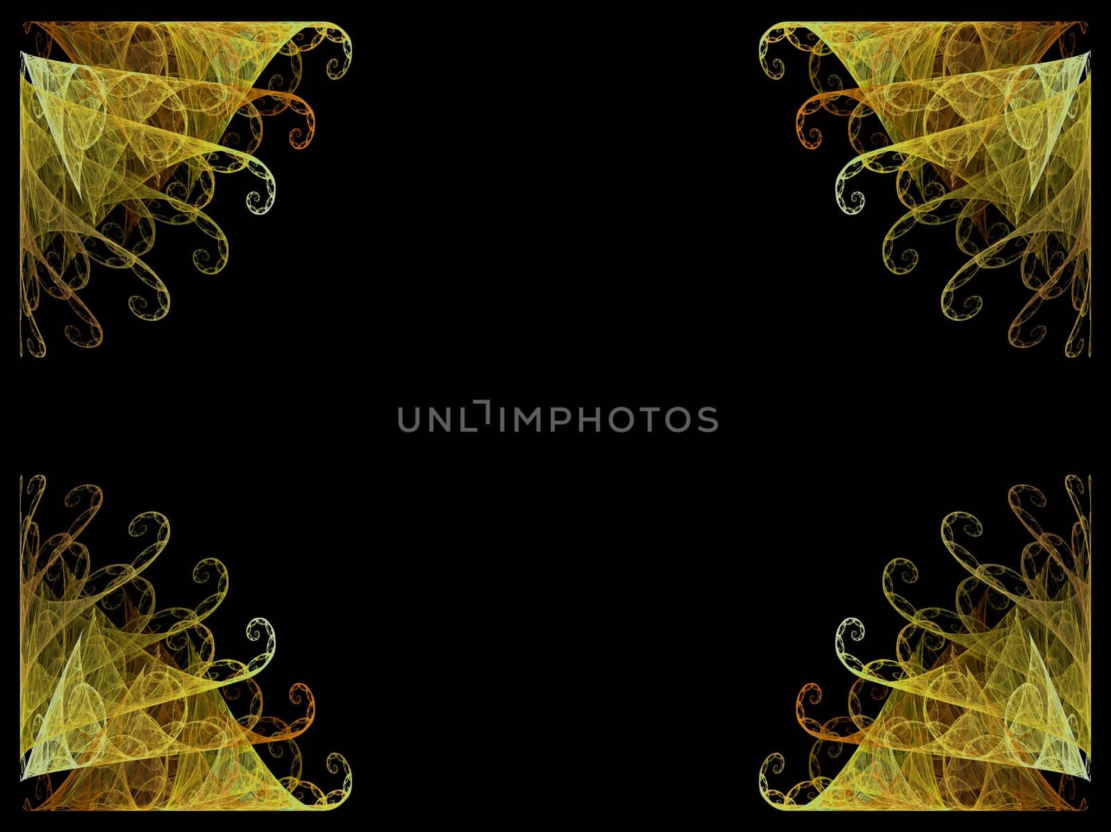 Gold and yellow corner fan border with black copy space.