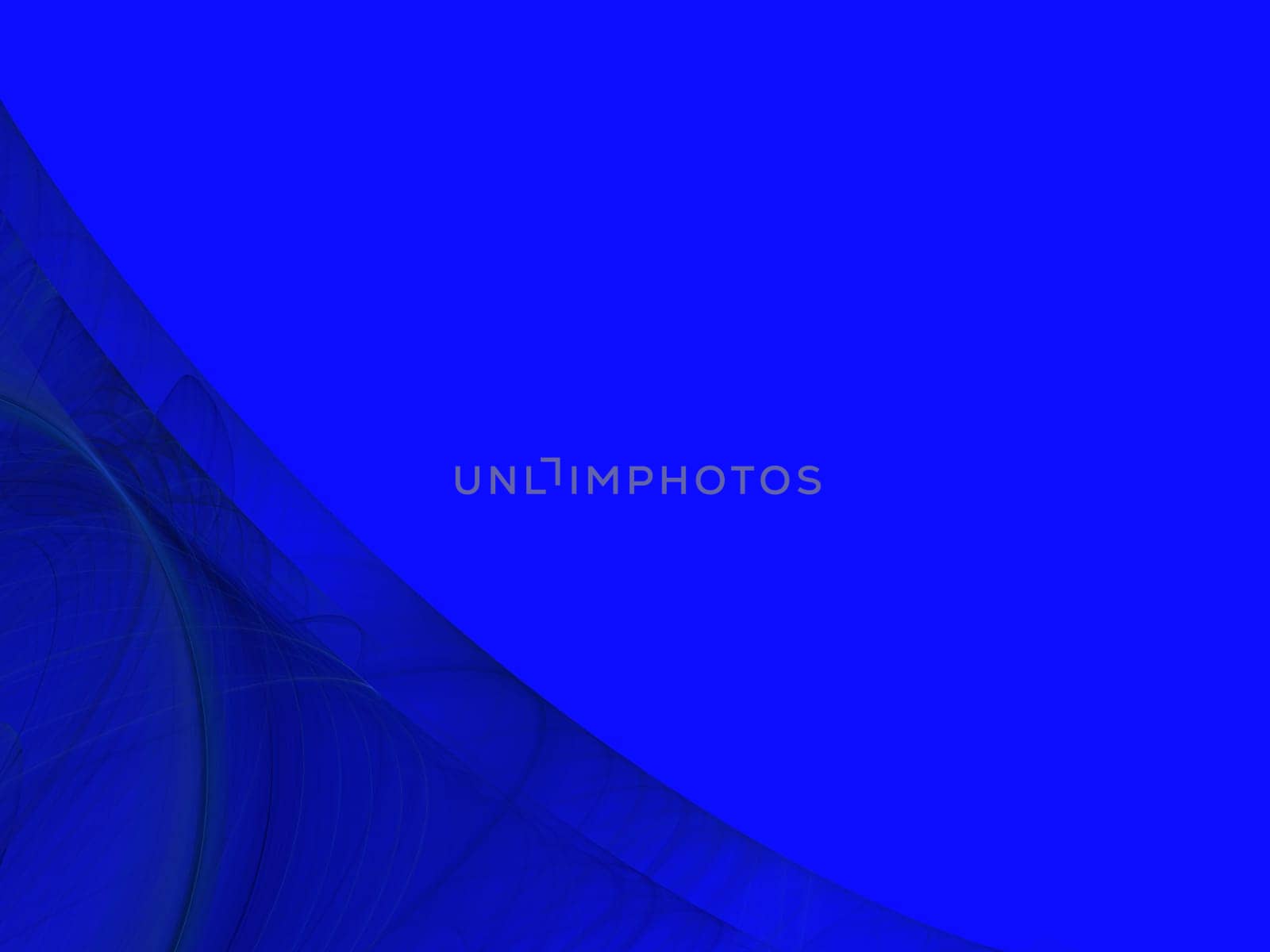 Blue background copy space with a corner design of transparent rolling layers.