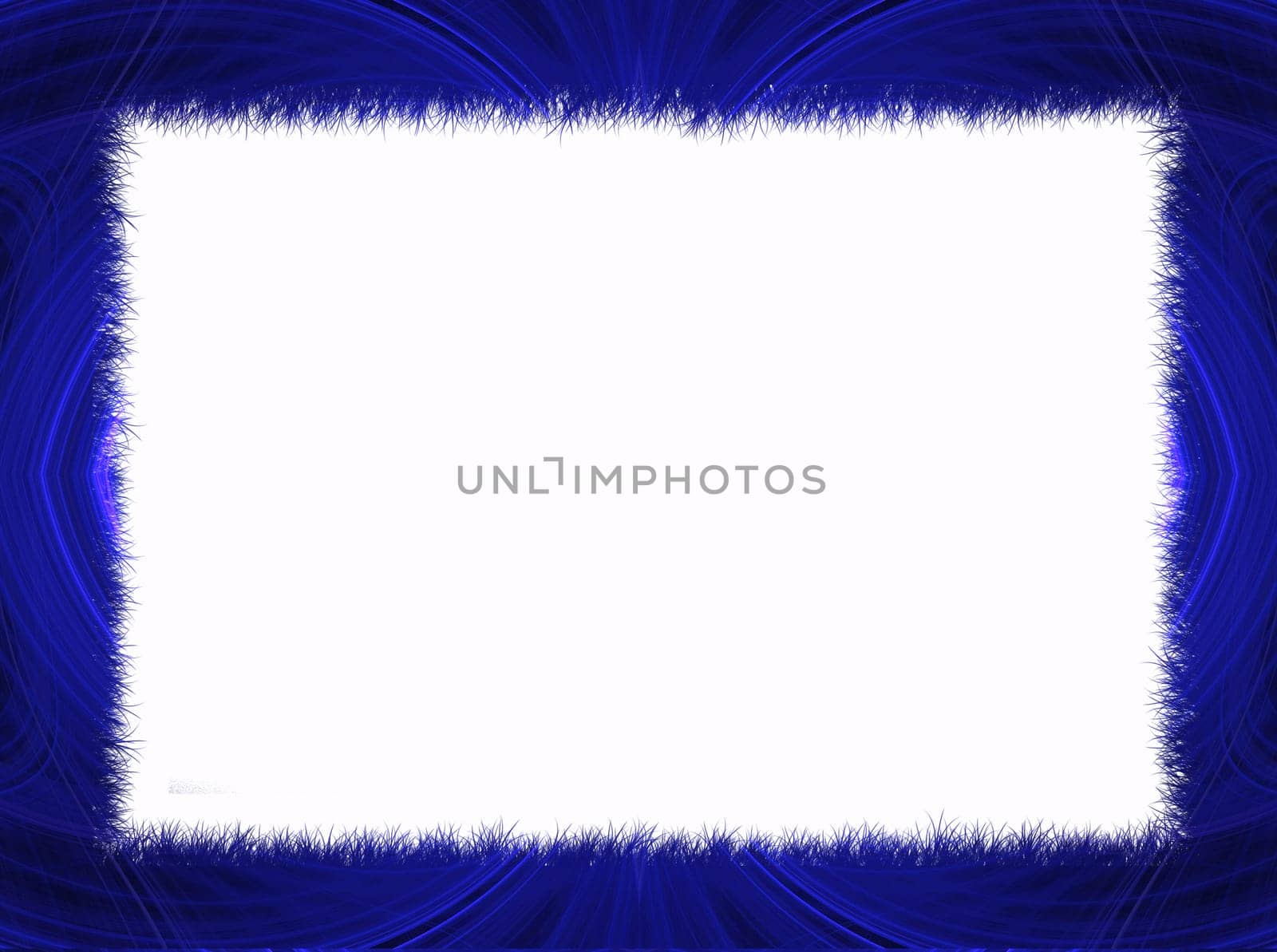Blue Fractal Border with White Copy Space.