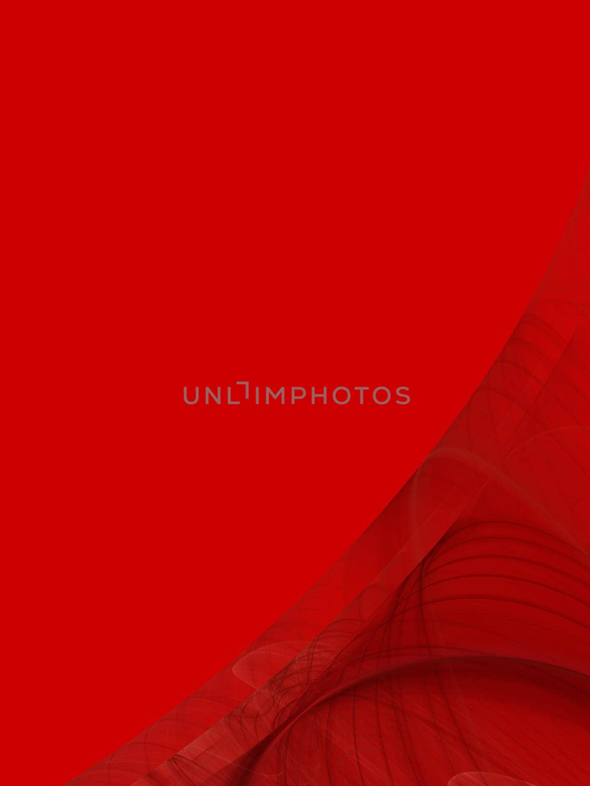Red background copy space with a corner design of transparent rolling layers.