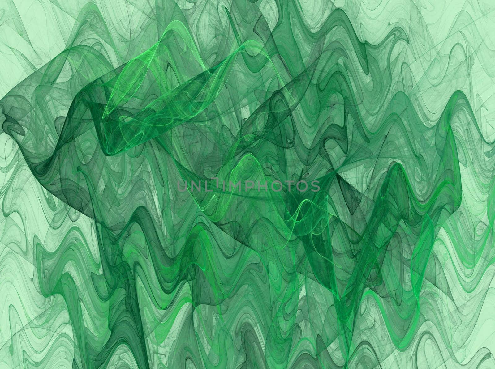 Variegated Wavy fractal background in shades of green.