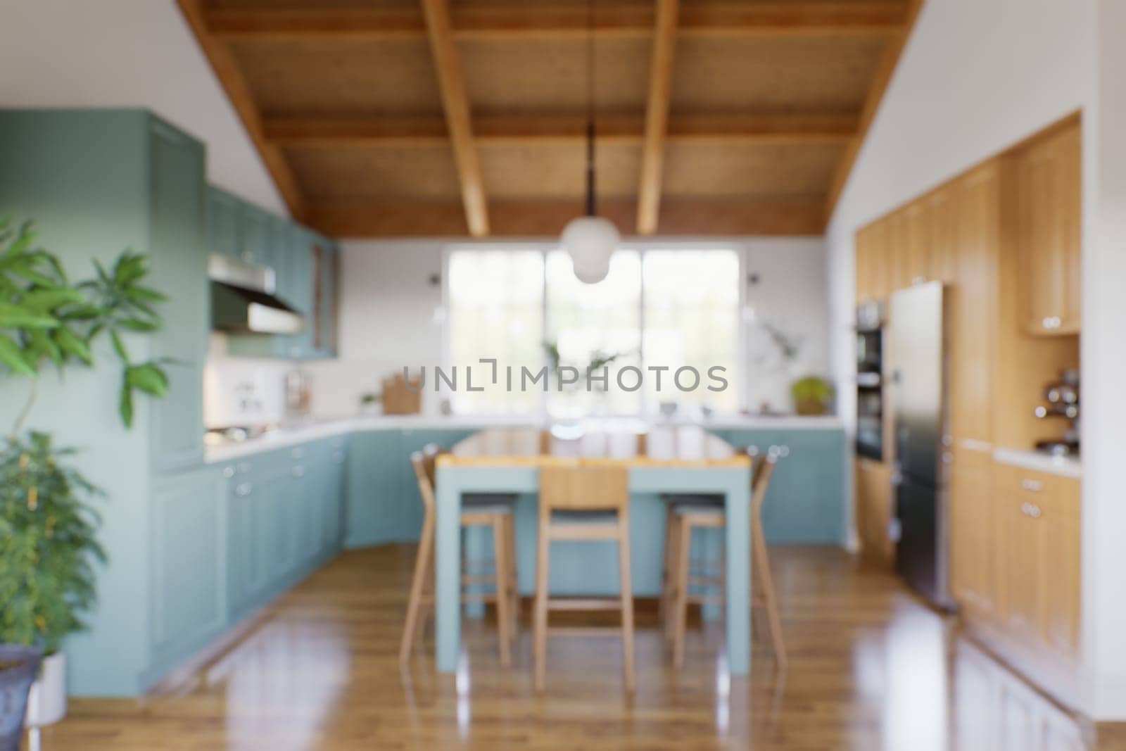 The large green kitchen is out of focus. by N_Design
