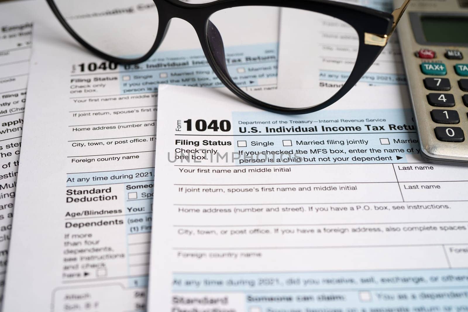 Form 1040, U.S. Individual Income Tax Return, tax forms in the U.S. tax system. by pamai