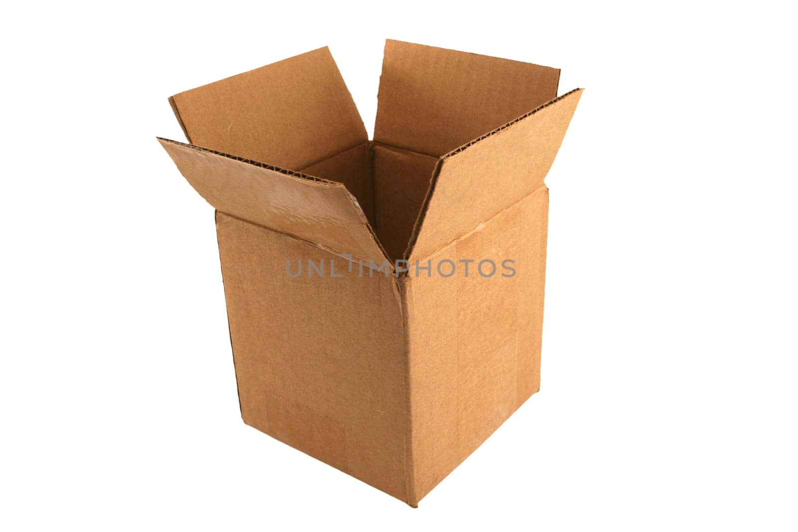 A Isolated Empty open cardboard box