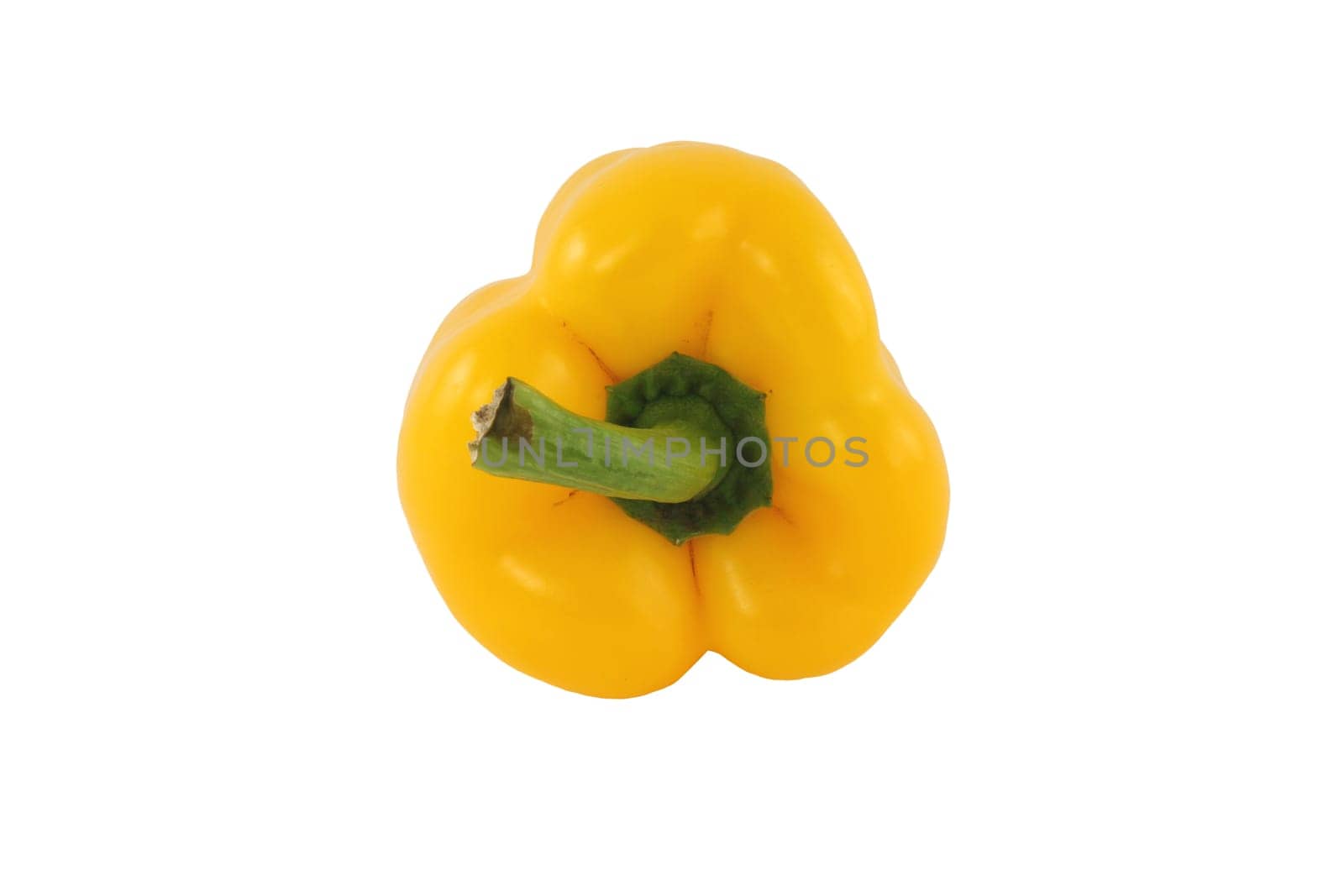 A Isolated yellow pepper top on white background