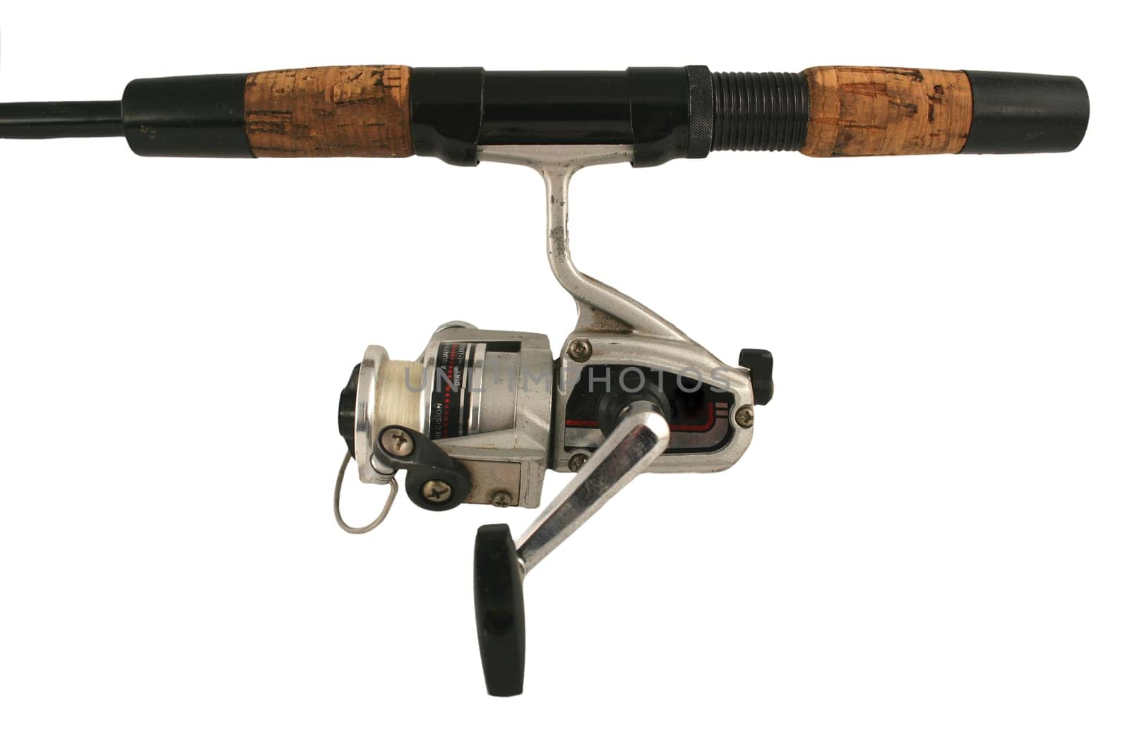 A Old isolated fishing rod and reel