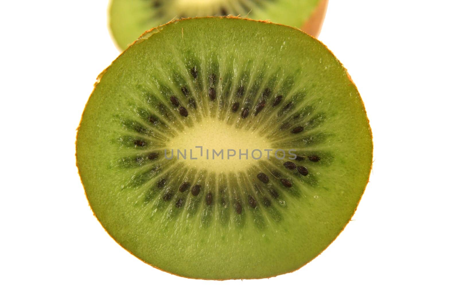 isolated sliced kiwifuit on white background