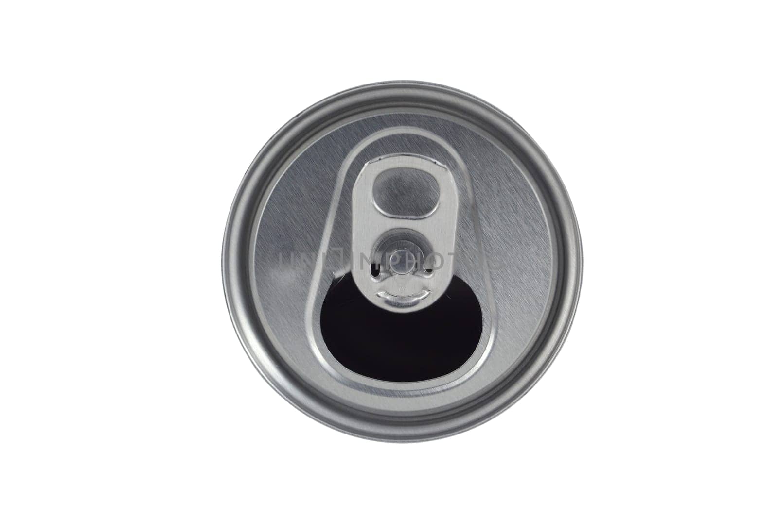 A Open soda can lid on white background