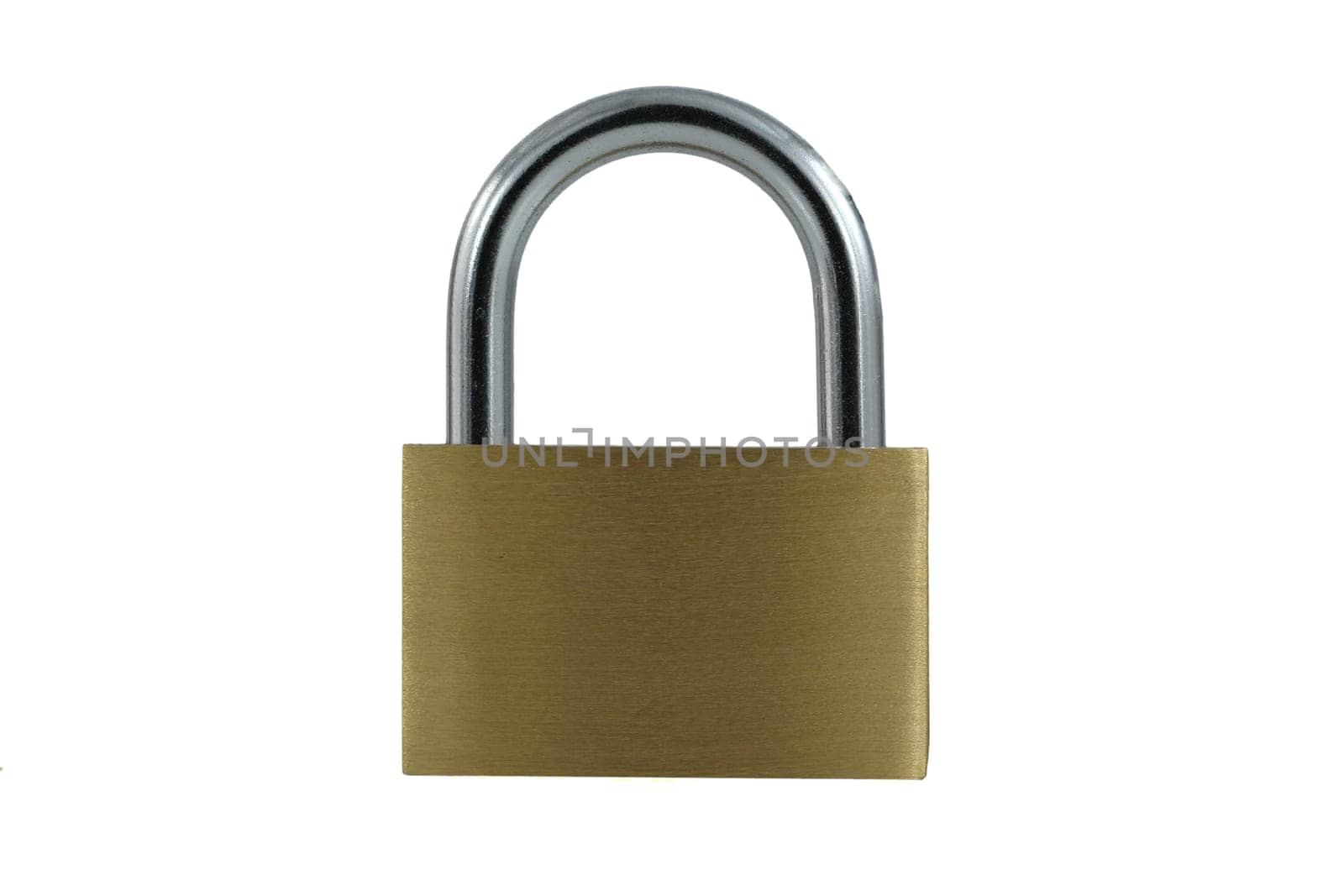 A Isolated Brass lock on white