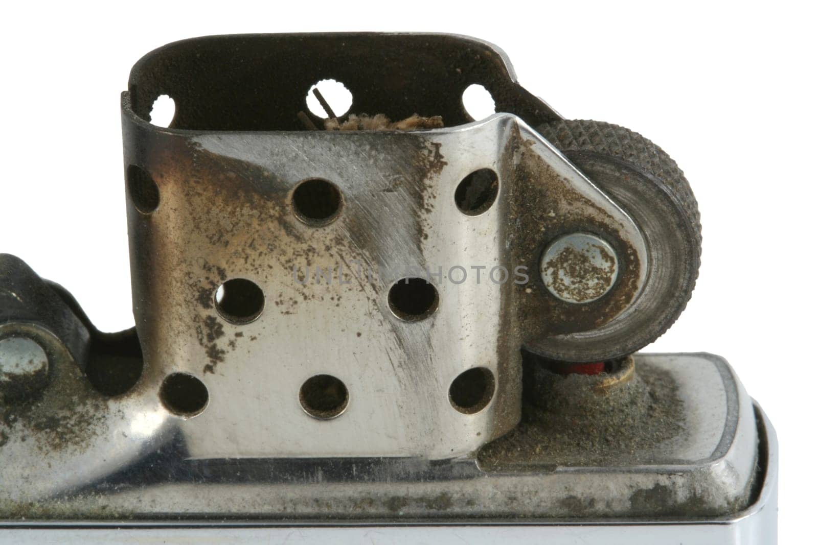 A Isolated ciggarette metal lighter on white