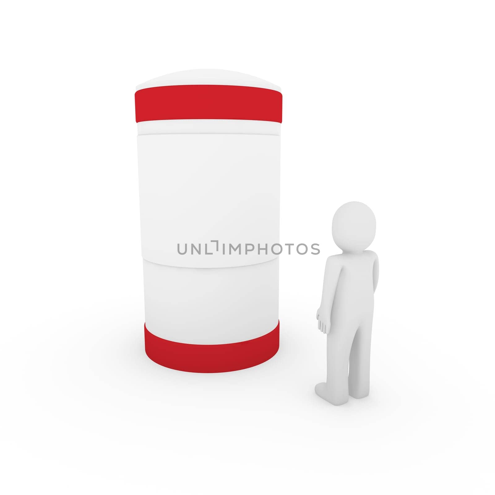3d human man red banner sign business teamwork