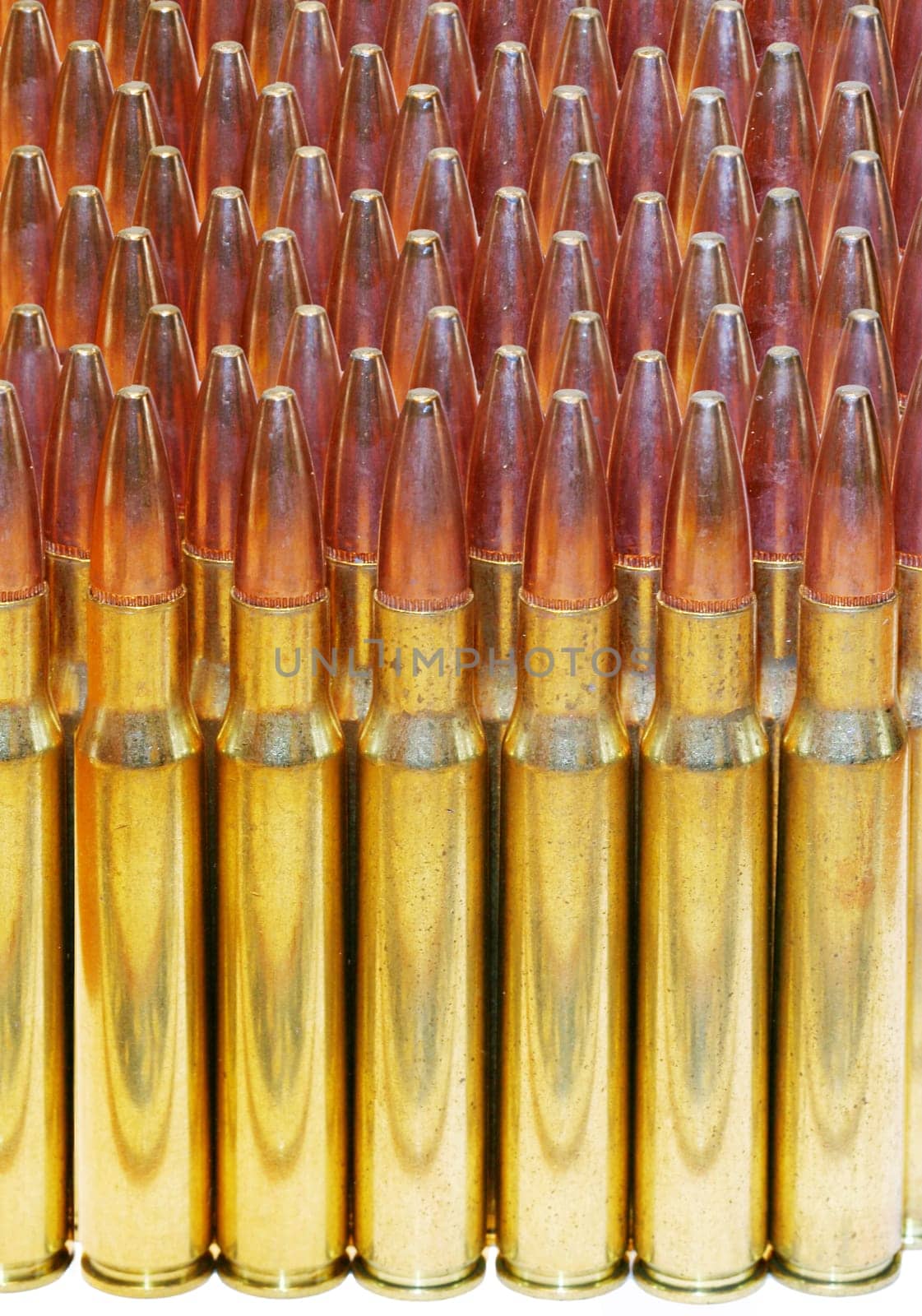 A 30-06 bullets background on white