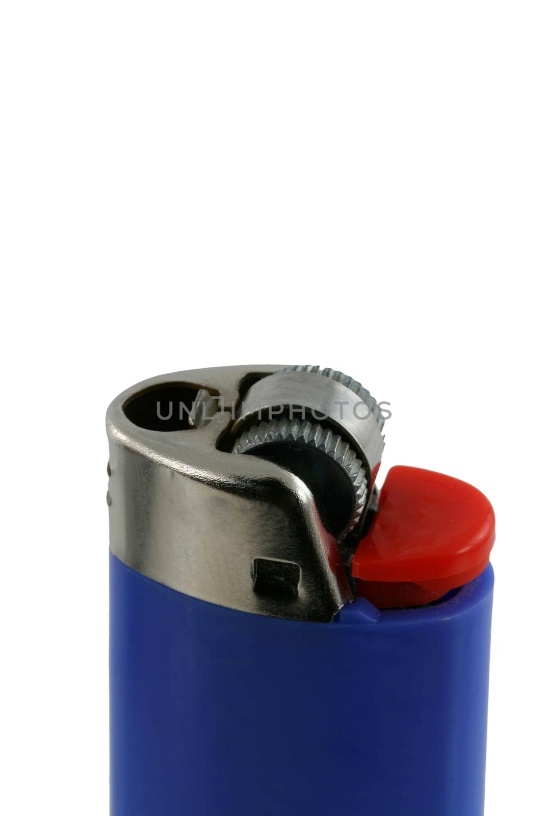 A Isolated blue cigarette lighter on white