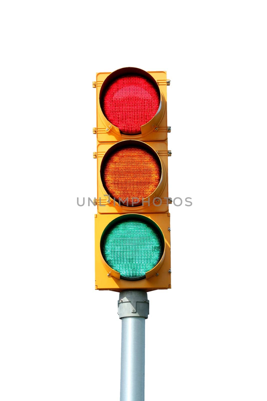 Isolated Traffic signal light on white