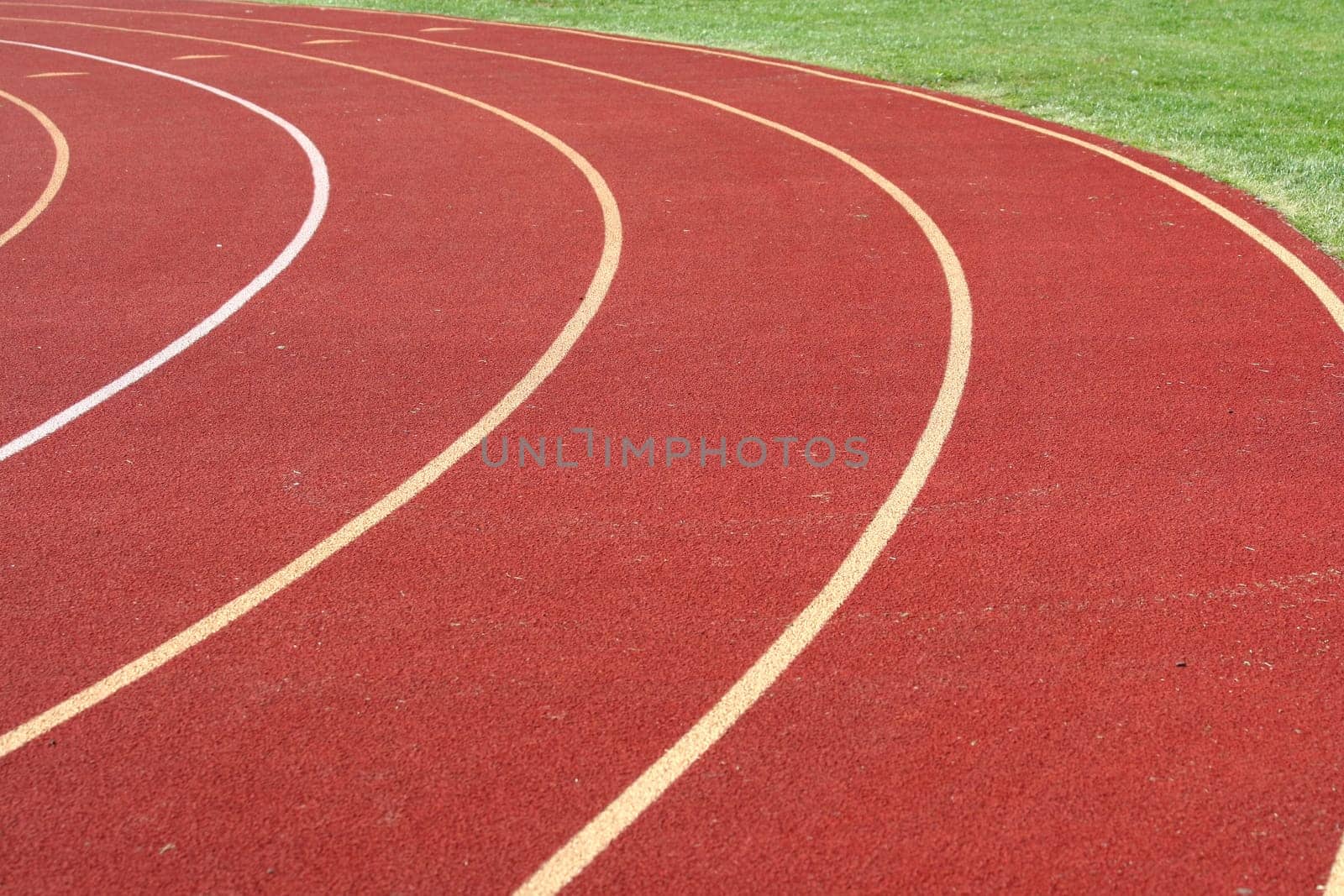 Red running track lanes